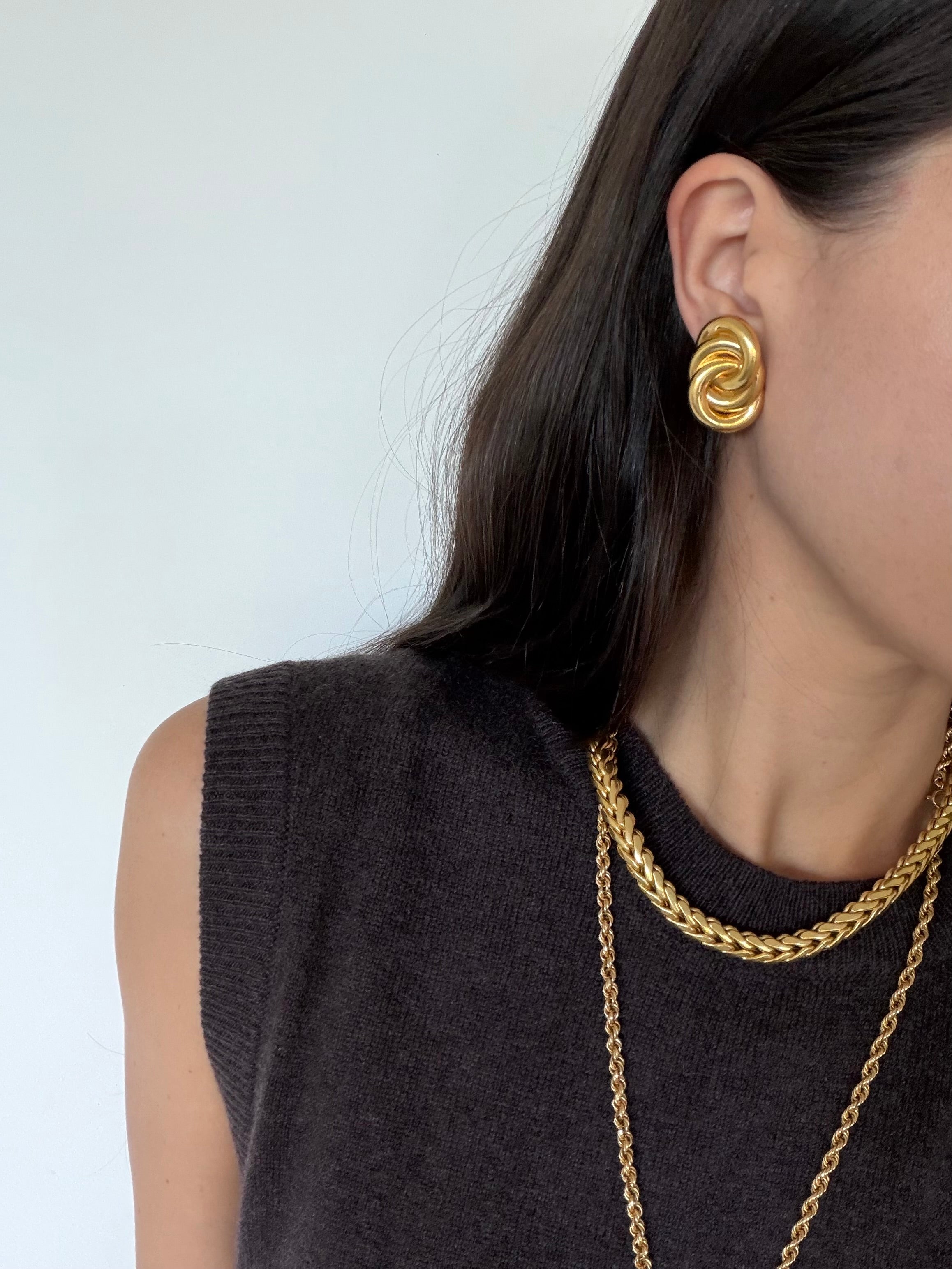 18ct gold Italian triple knot earrings