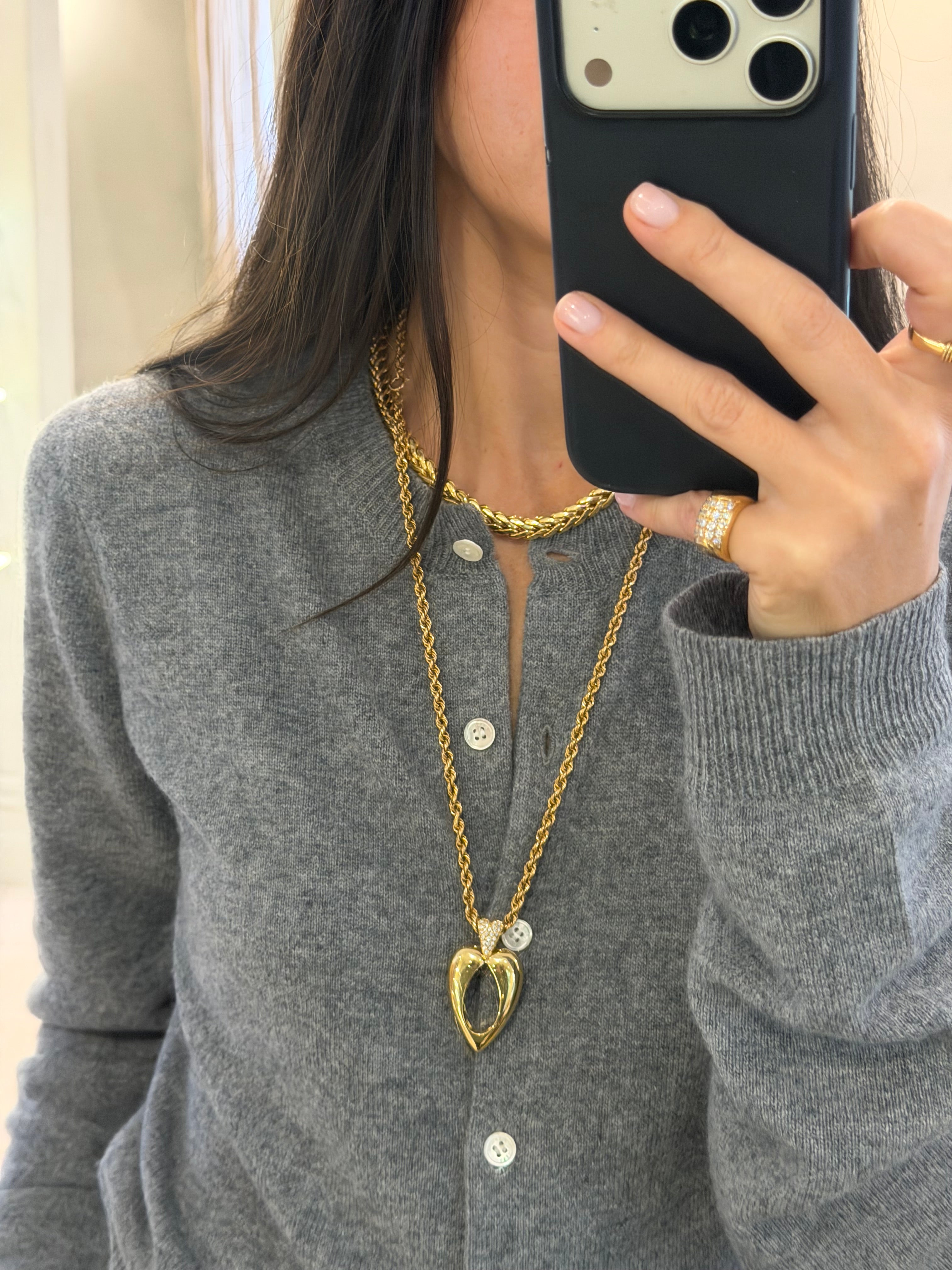 Vintage Piaget heart pendant 18ct gold with diamonds