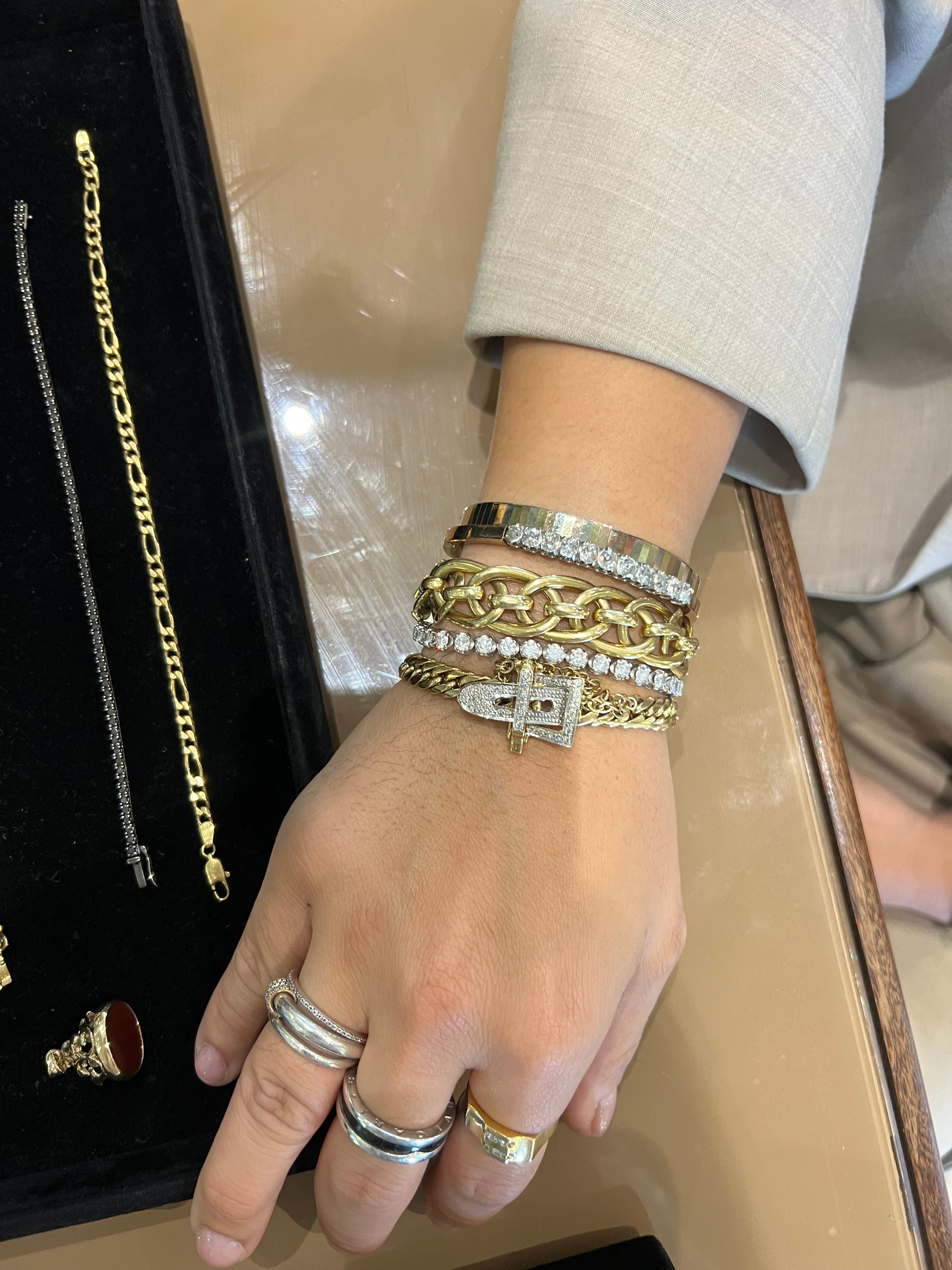 18ct gold and diamond buckle curb