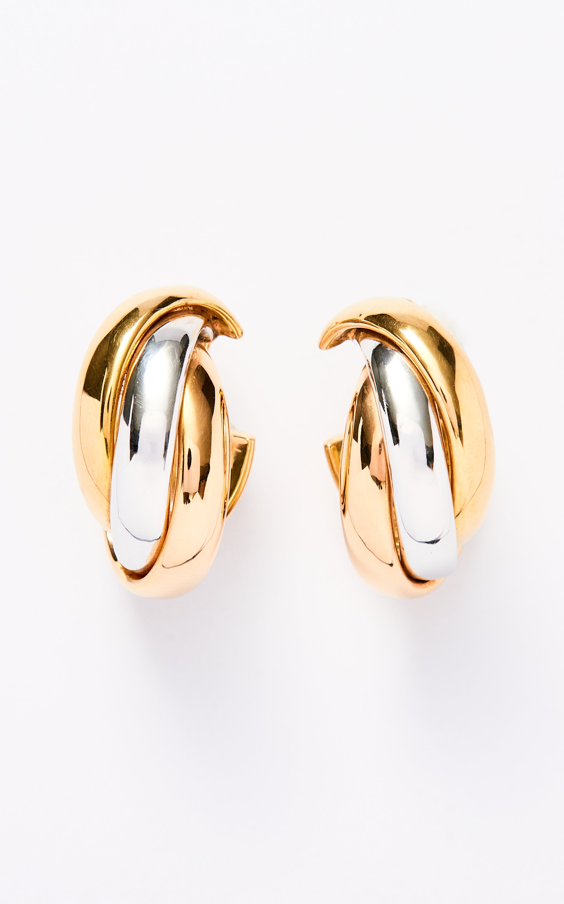 Vintage 18ct Gold 3 Tone Twist Hoops