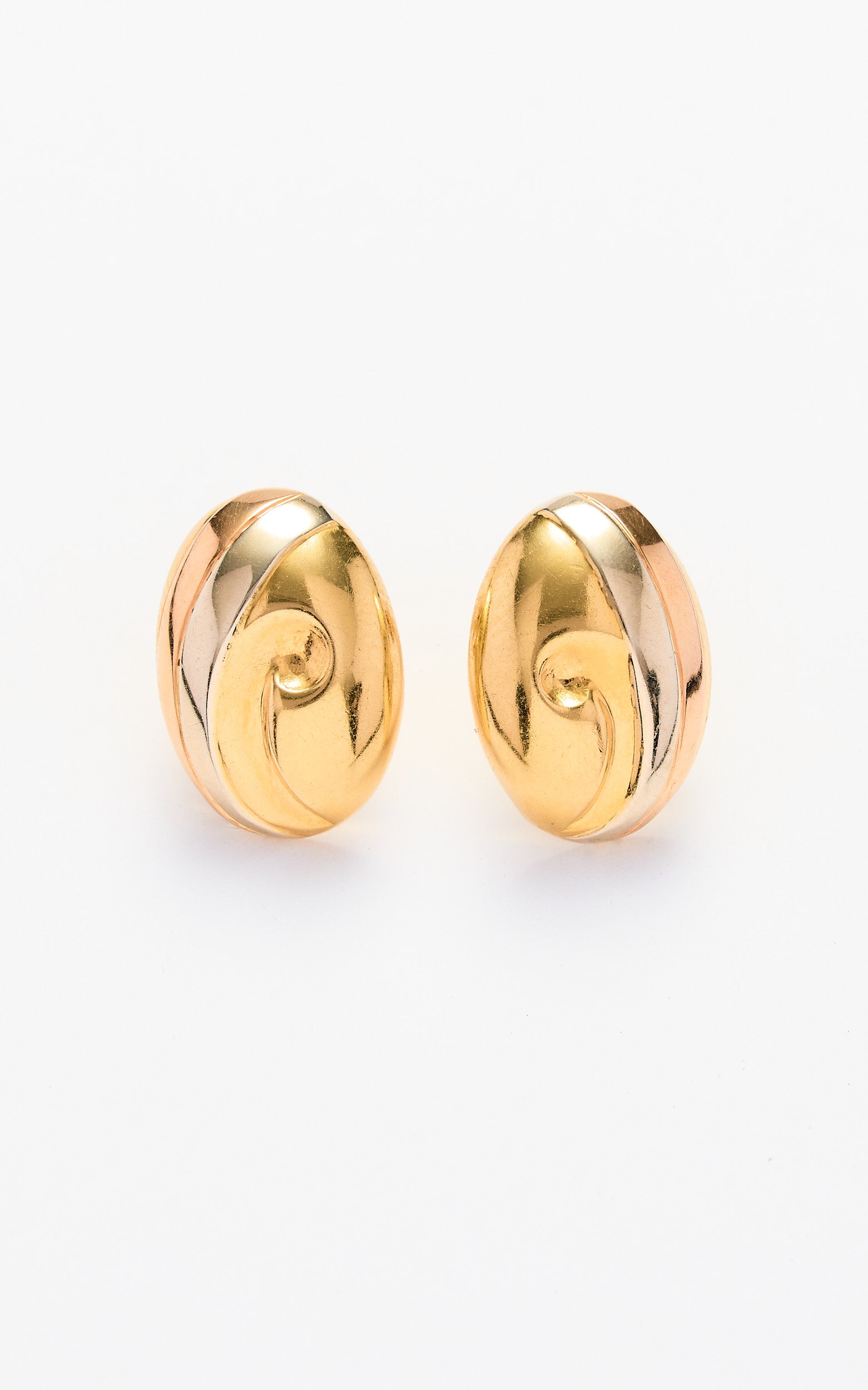 18ct gold 3-toned hollow dome earrings