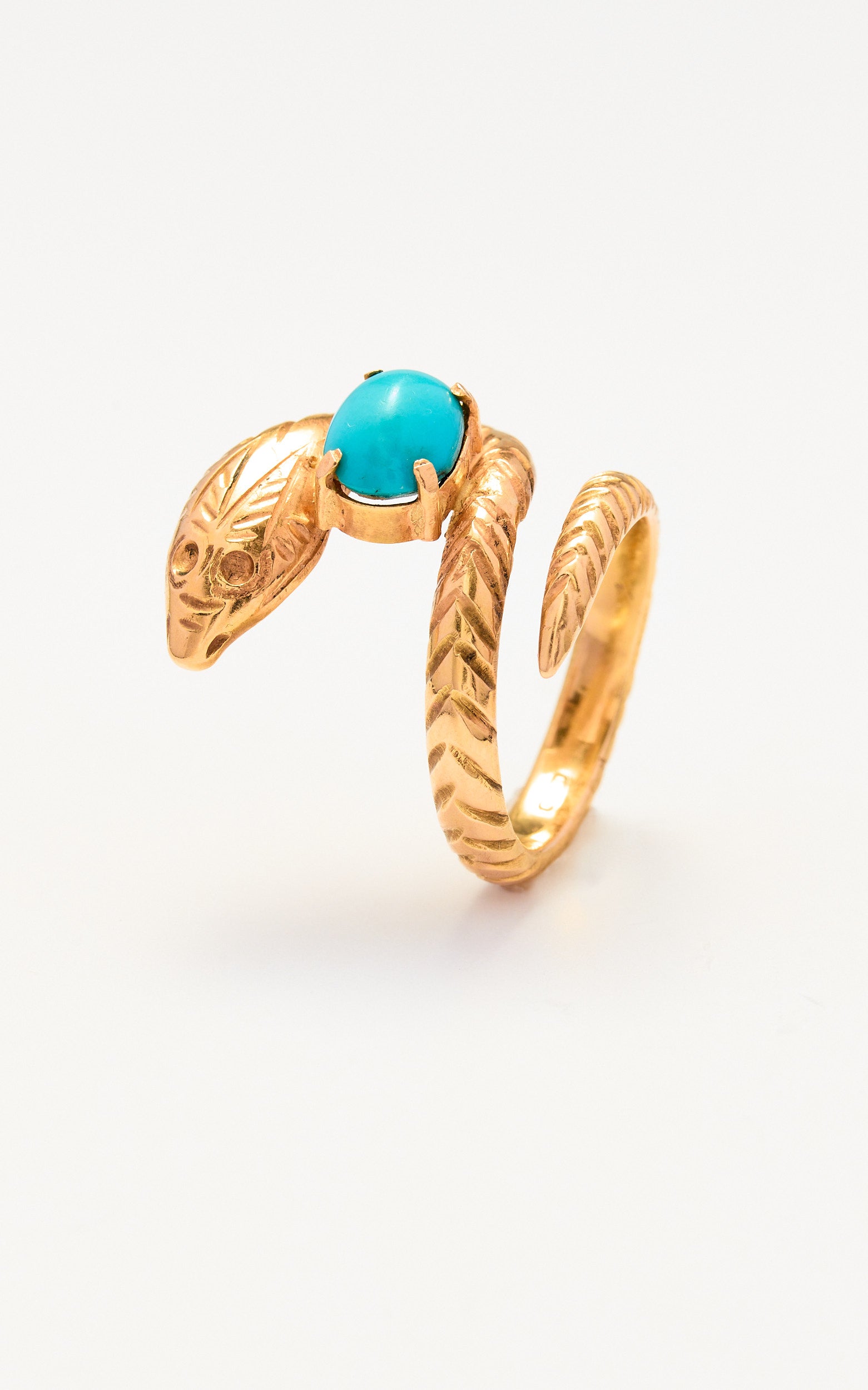 Vintage 18ct gold & turquoise serpent ring