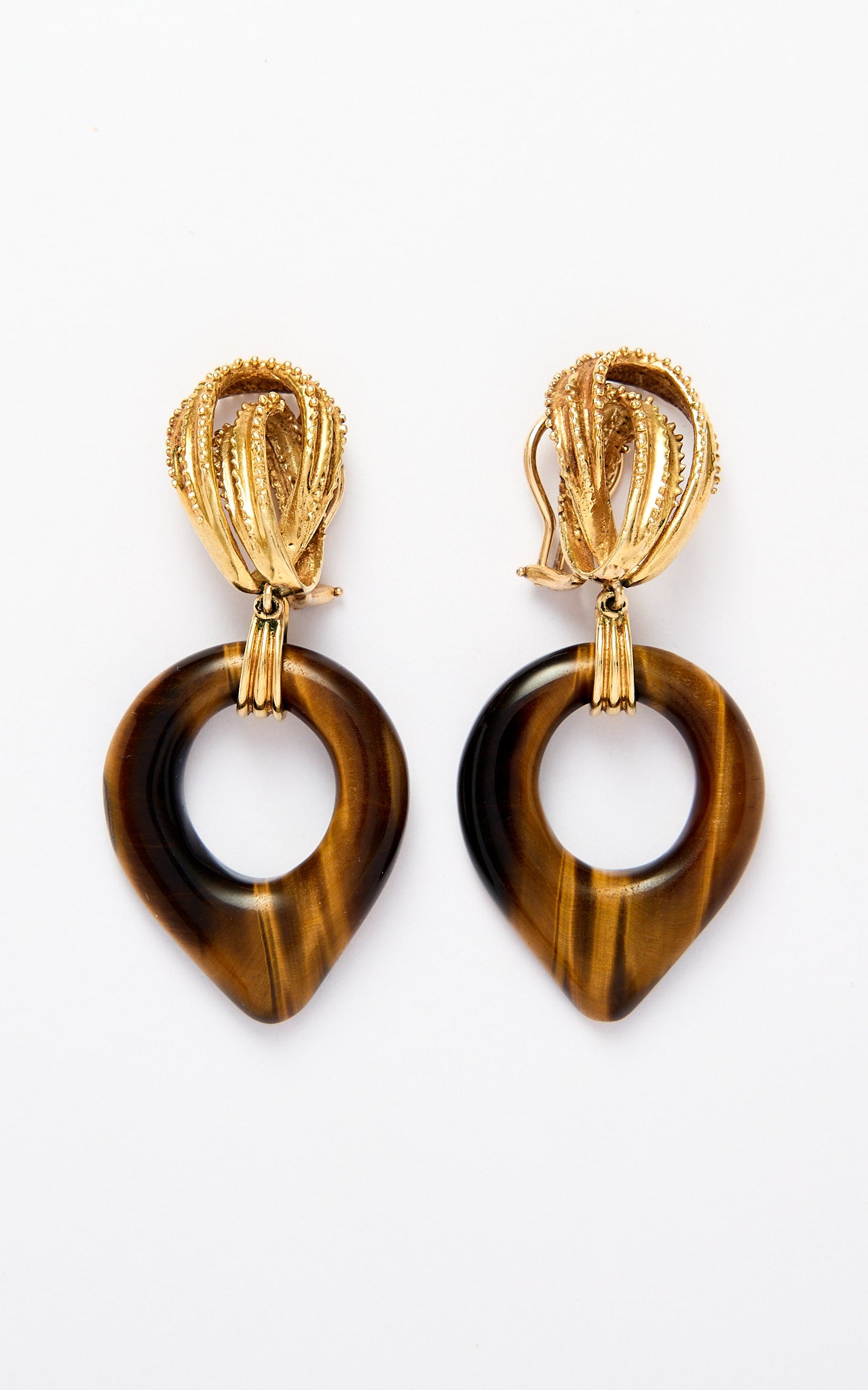 14ct gold & tiger's eye ear clips