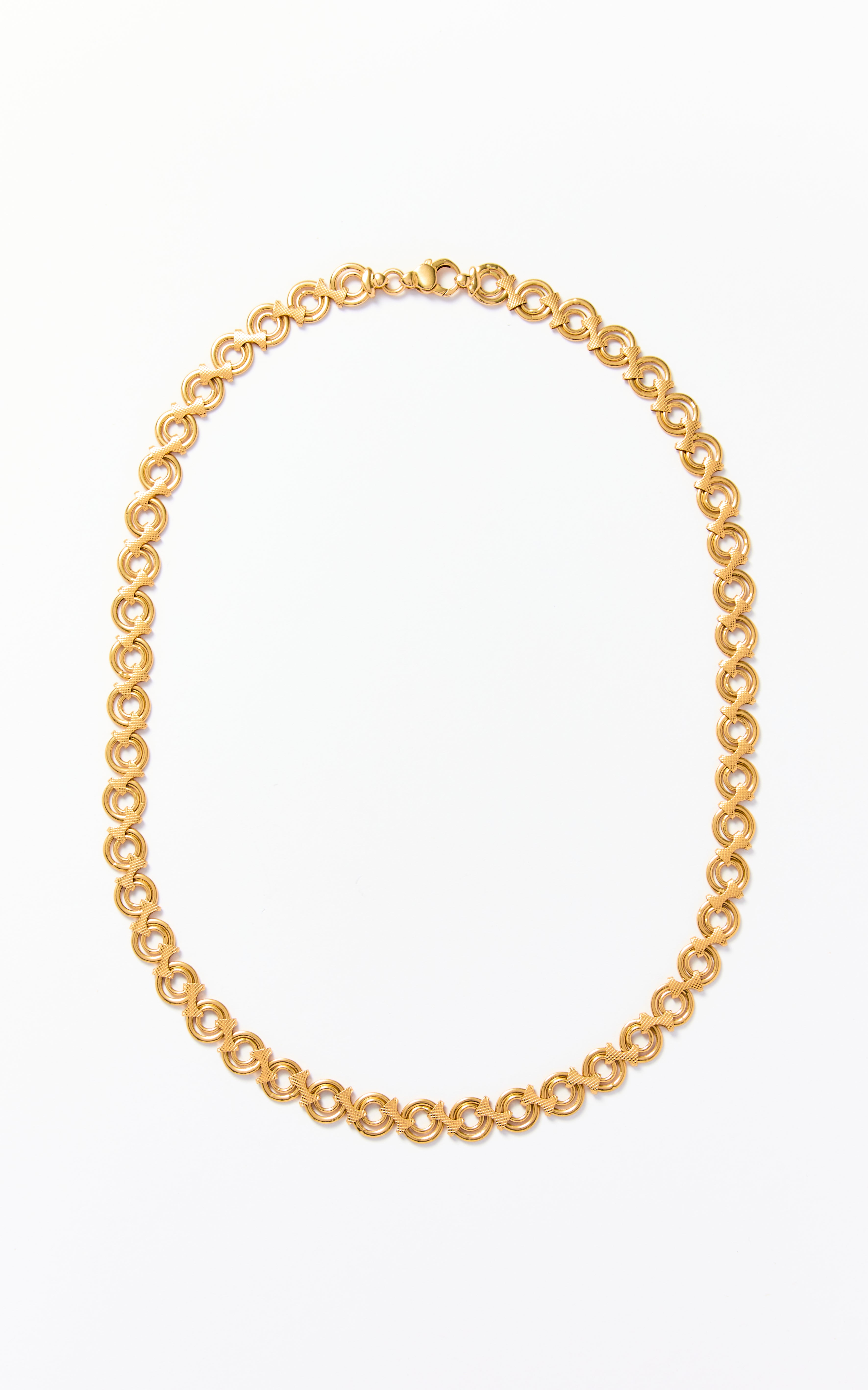 Vintage 18ct gold fancy round link necklace