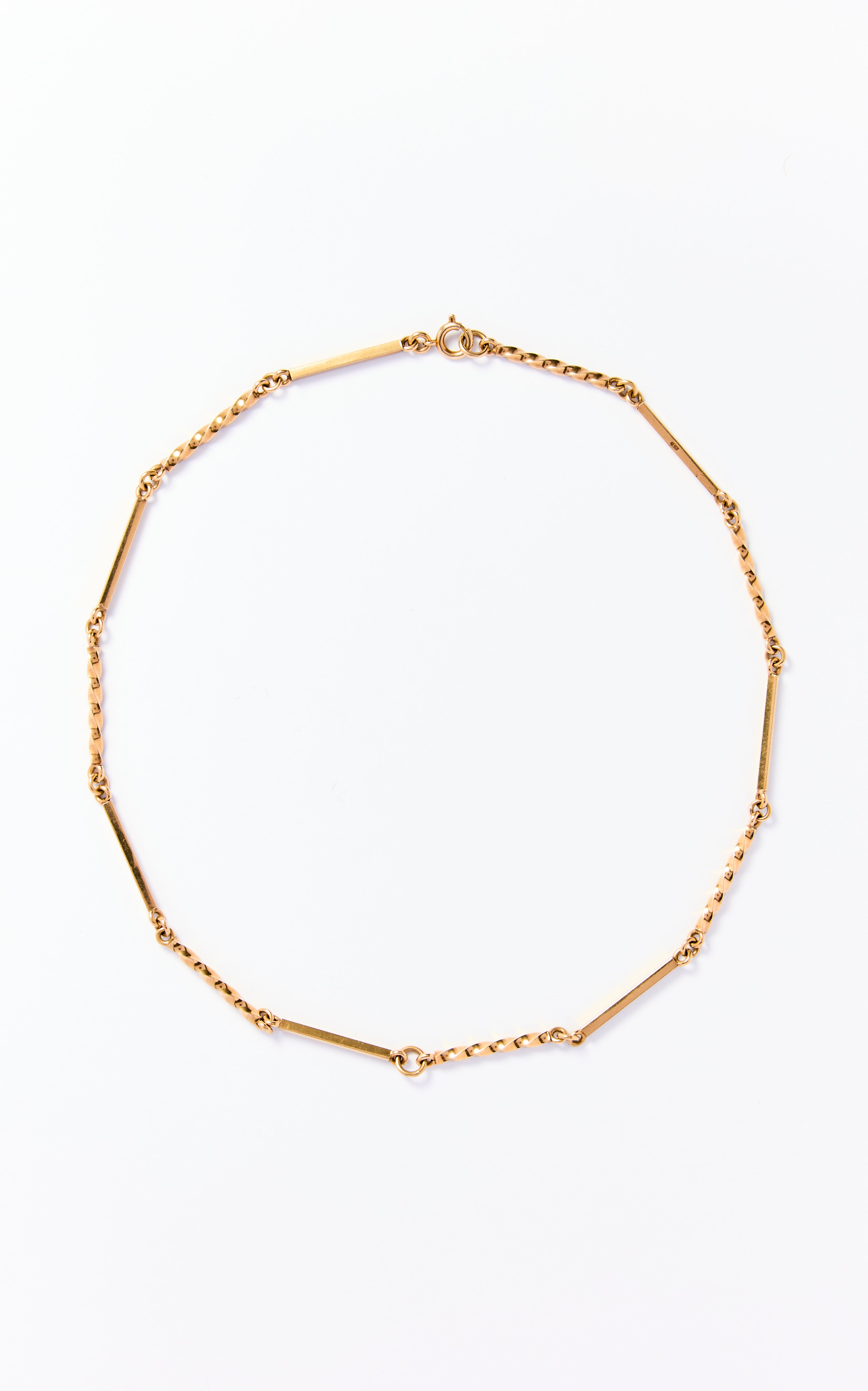 Vintage 9ct gold twist bar link necklace