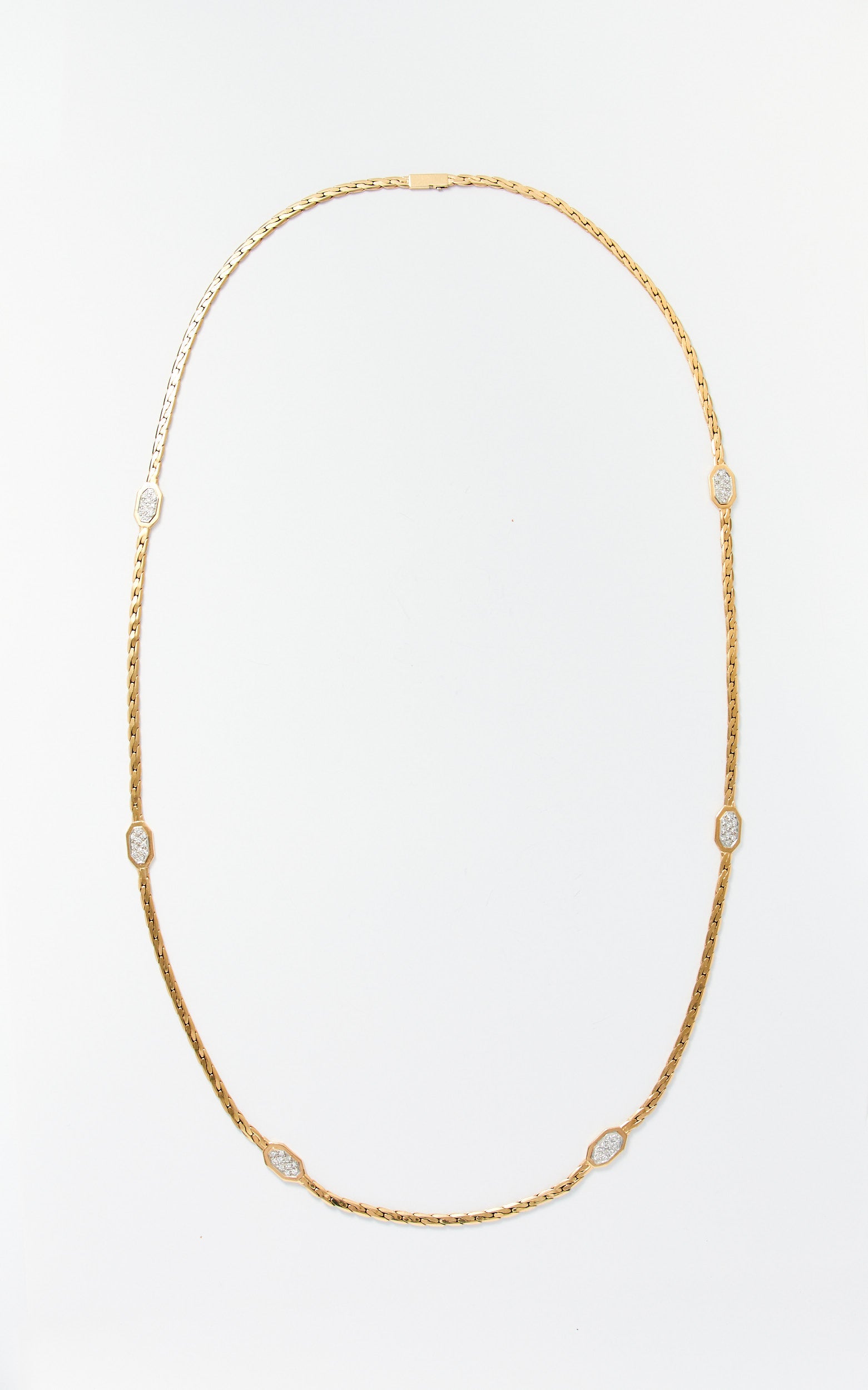 Vintage 14ct gold & 2ct diamond long chain