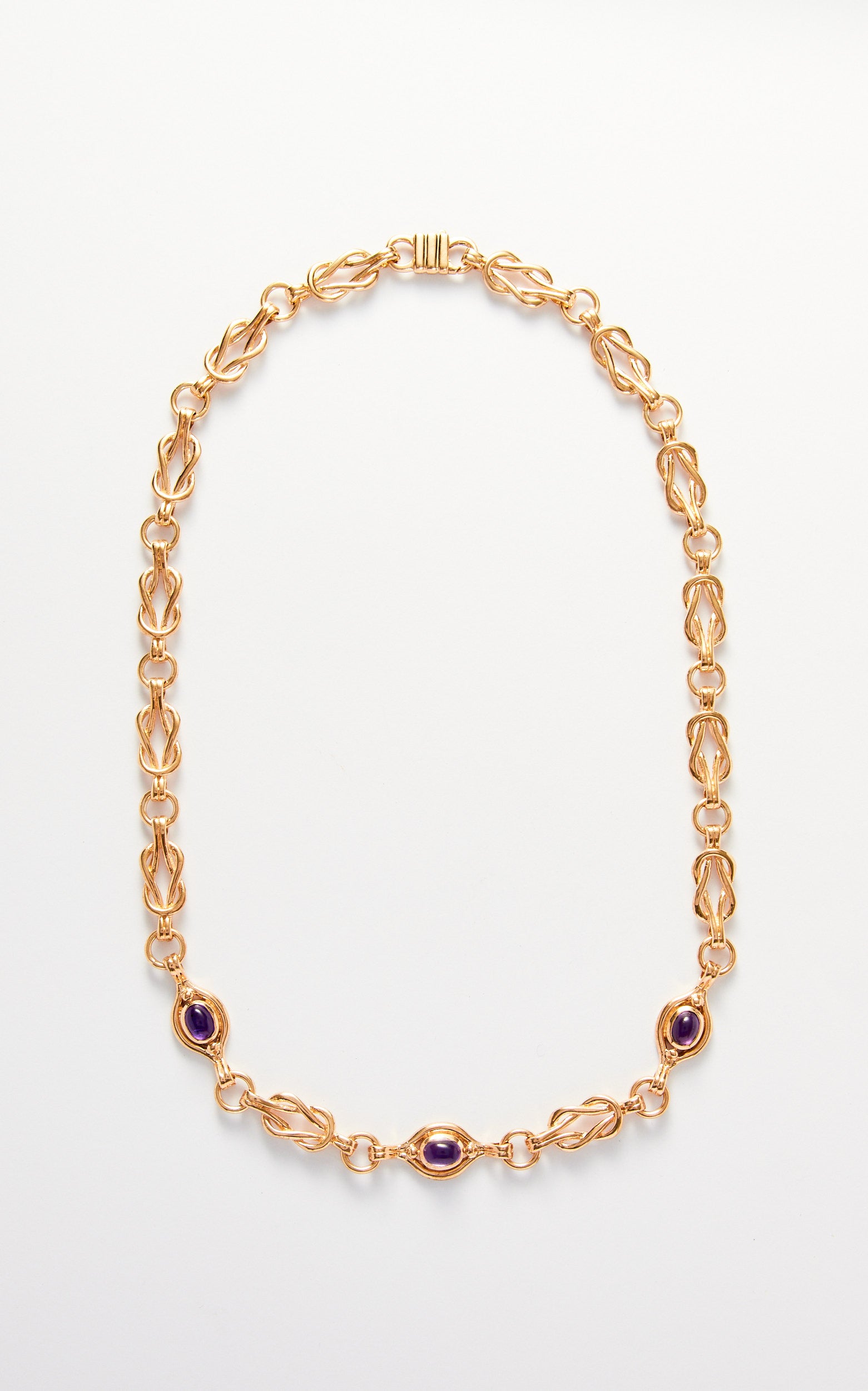 Vintage 9ct Knot Link Necklace with Amethyst