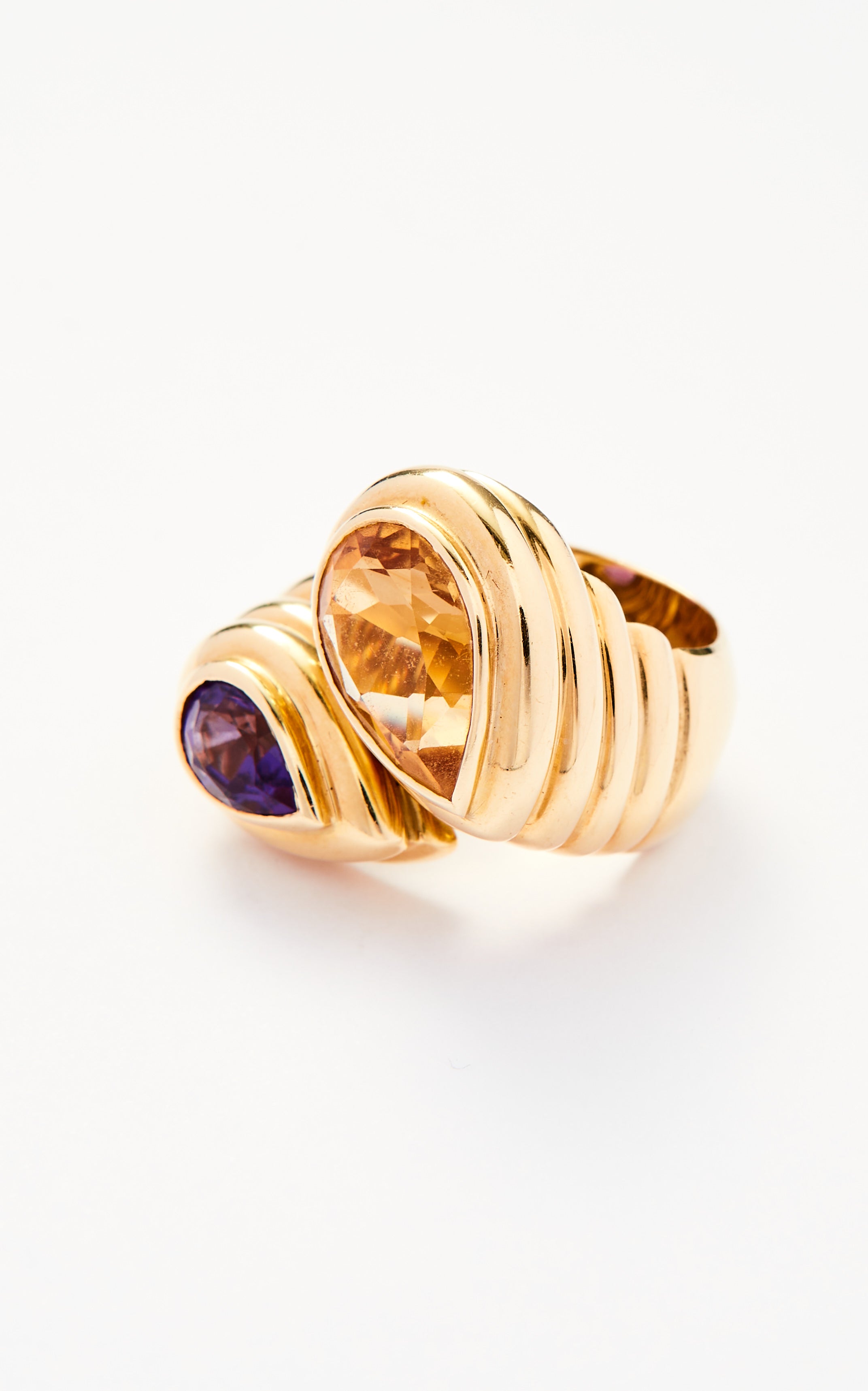 Vintage 18ct Gold Amethyst & Citrine Ring