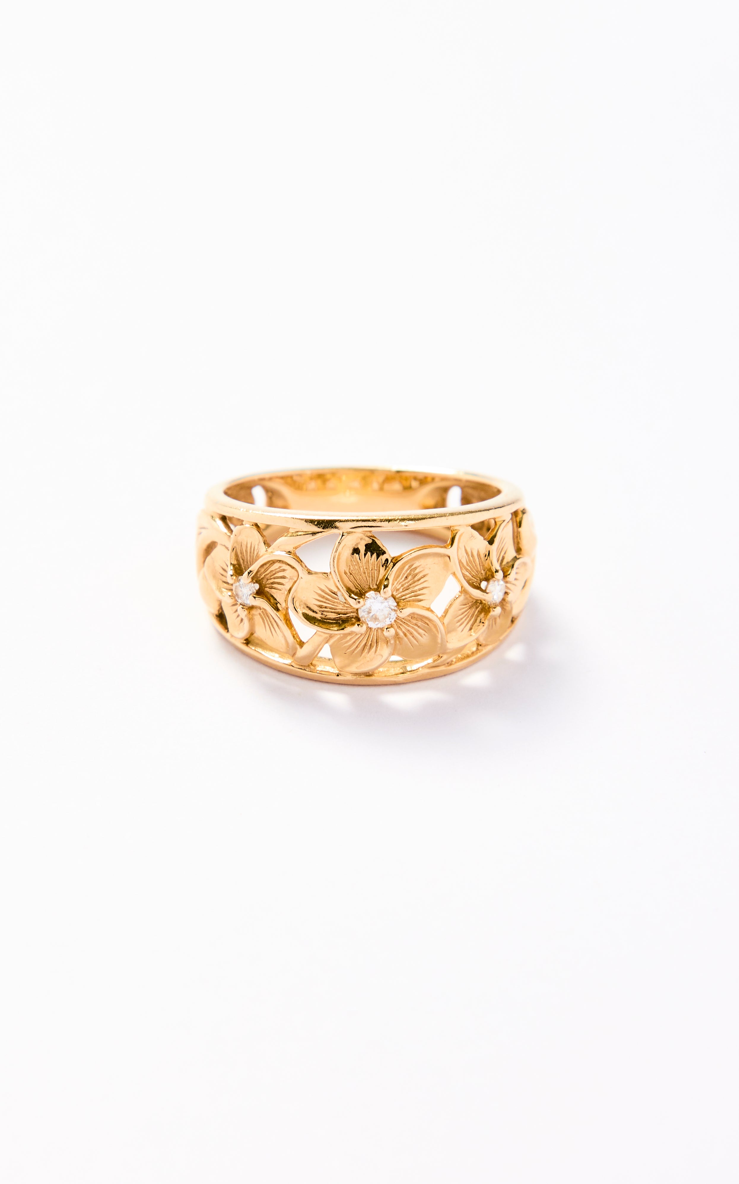 Vintage 14ct Gold & diamond floral ring