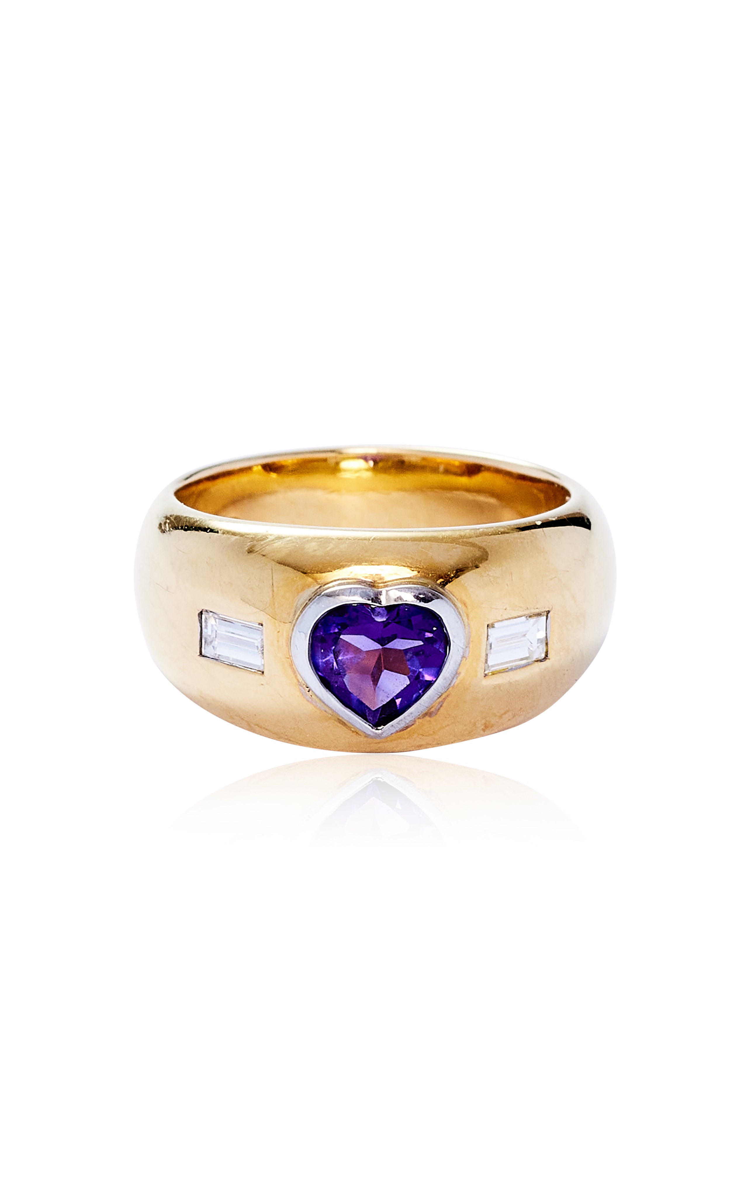 Vintage 18ct Gold, Amethyst & Diamond Gypsy Ring
