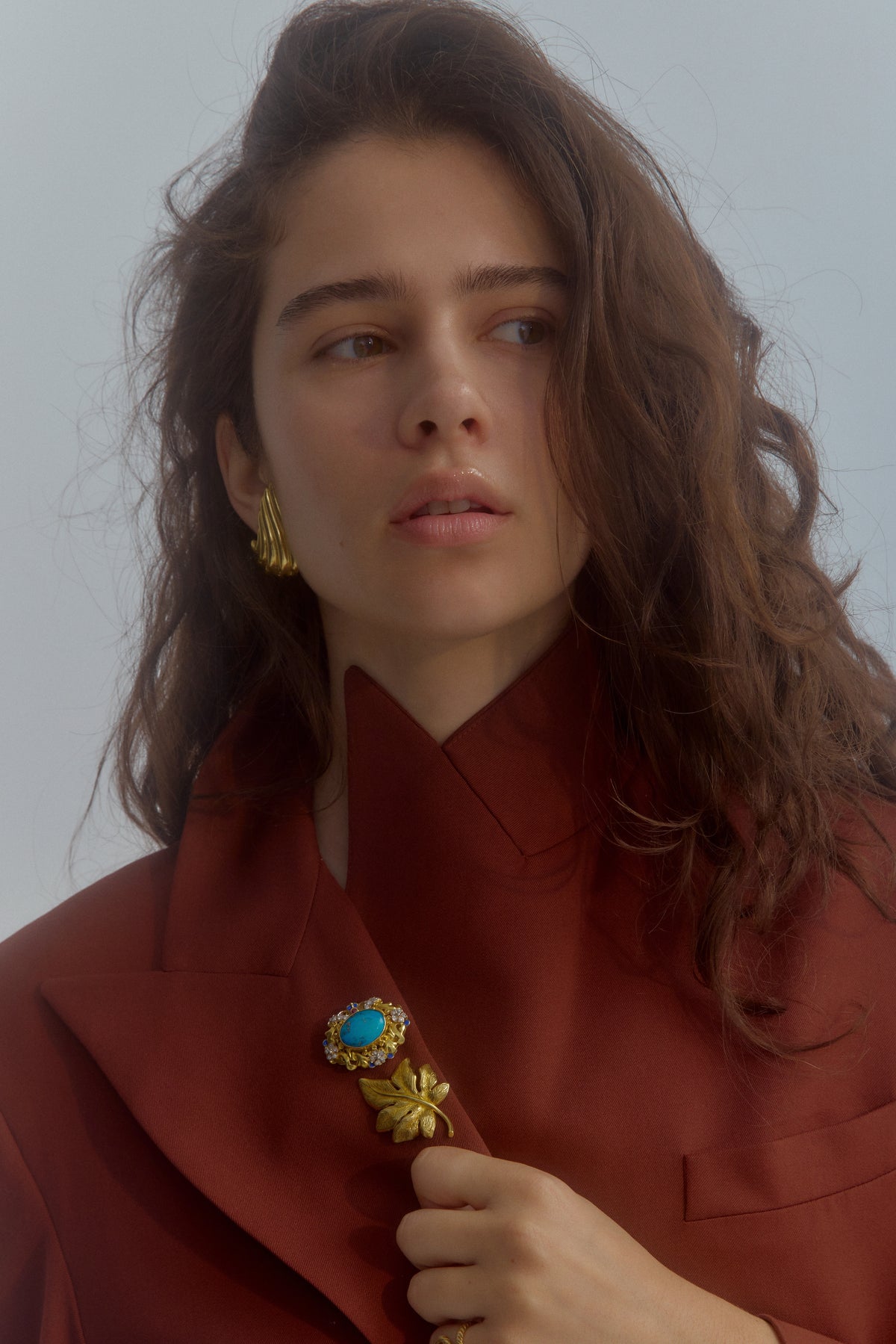 18ct gold, turquoise, diamond & enamel pendant brooch