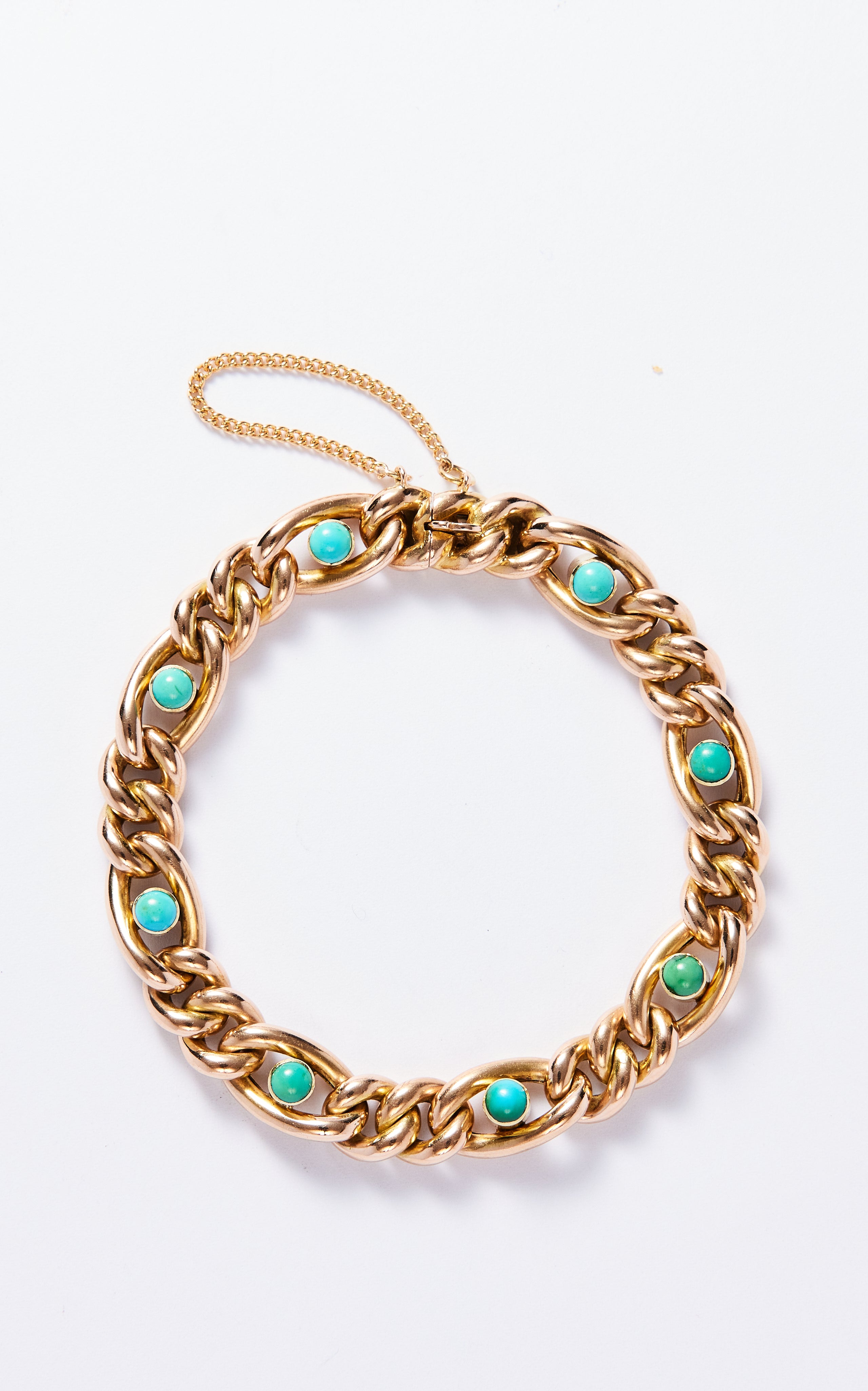 Antique 15ct Curb Bracelet with Turquoise