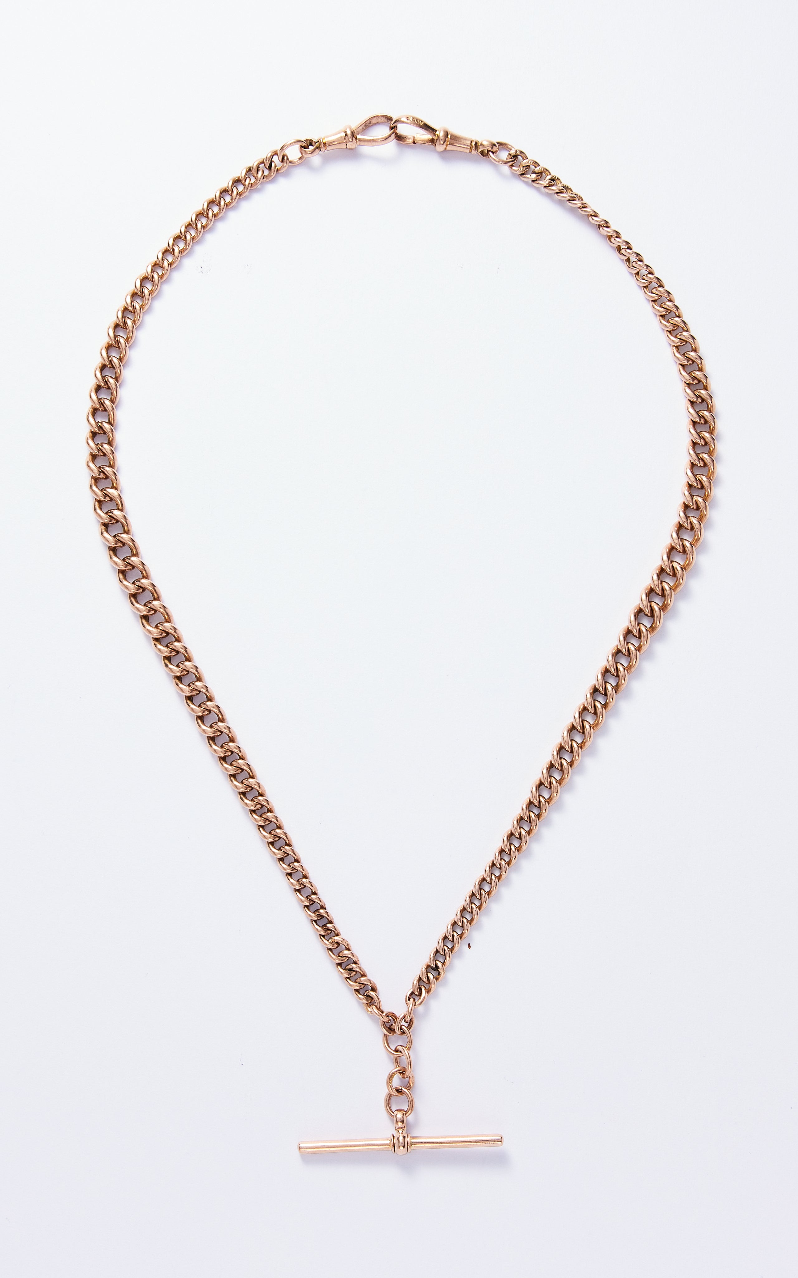 Antique 9ct Rose Gold Curb Link Albert Chain