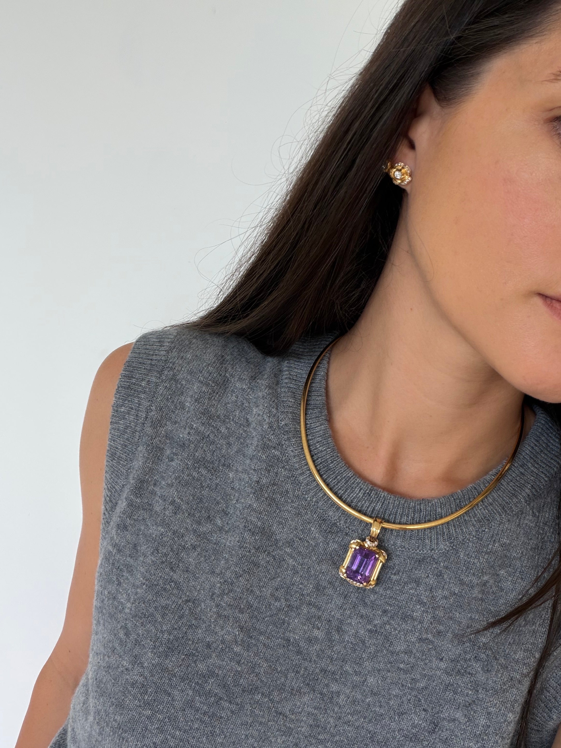 Vintage Amethyst and diamond enhancer pendant