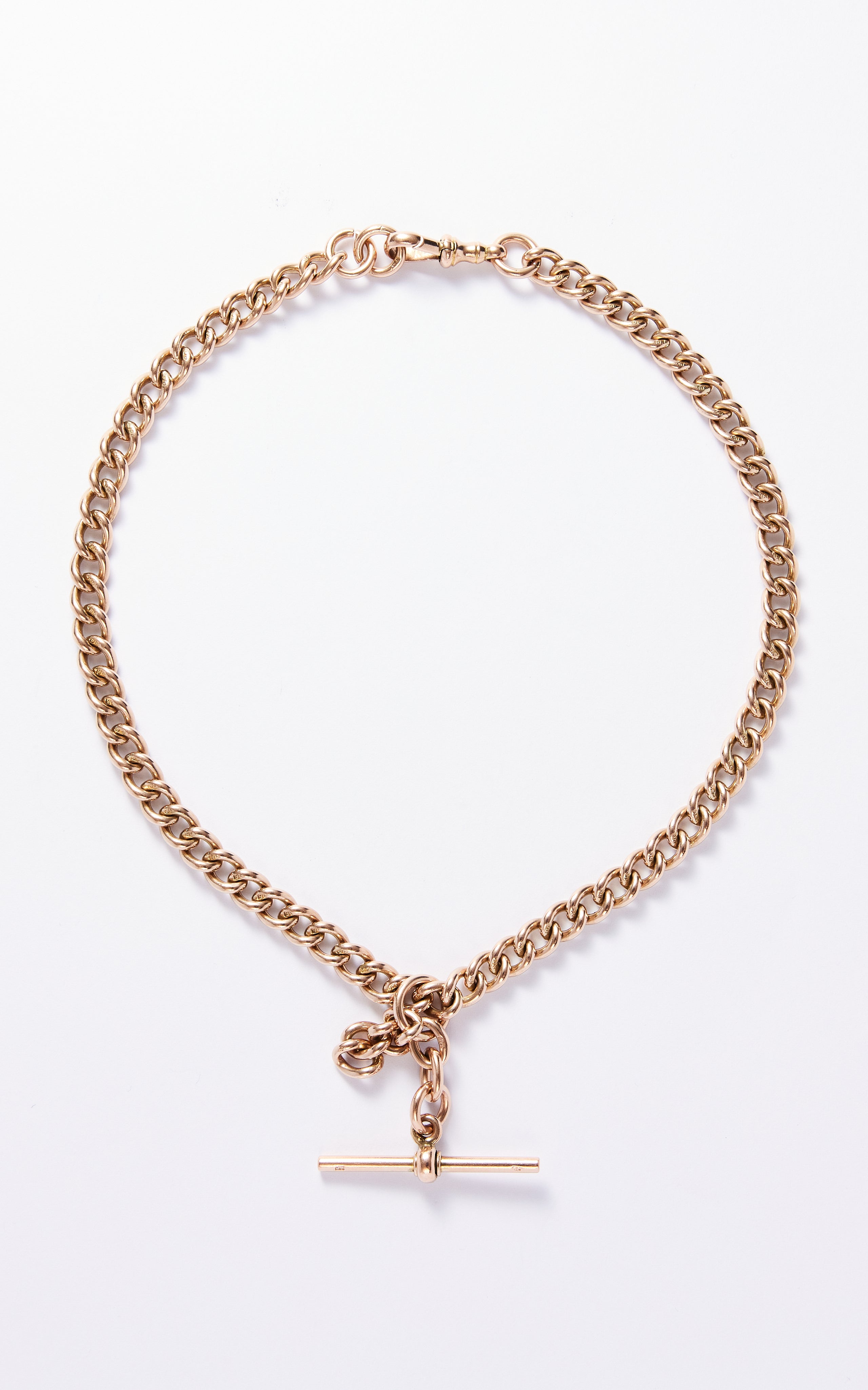 Antique 9ct Rose Gold Albert Chain with Sliding Removable T-bar