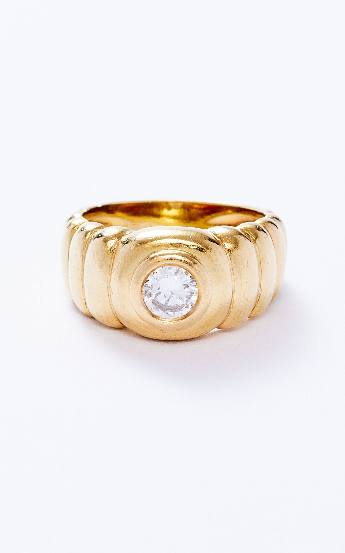 Vintage 18ct Ribbed Diamond Gypsy Ring