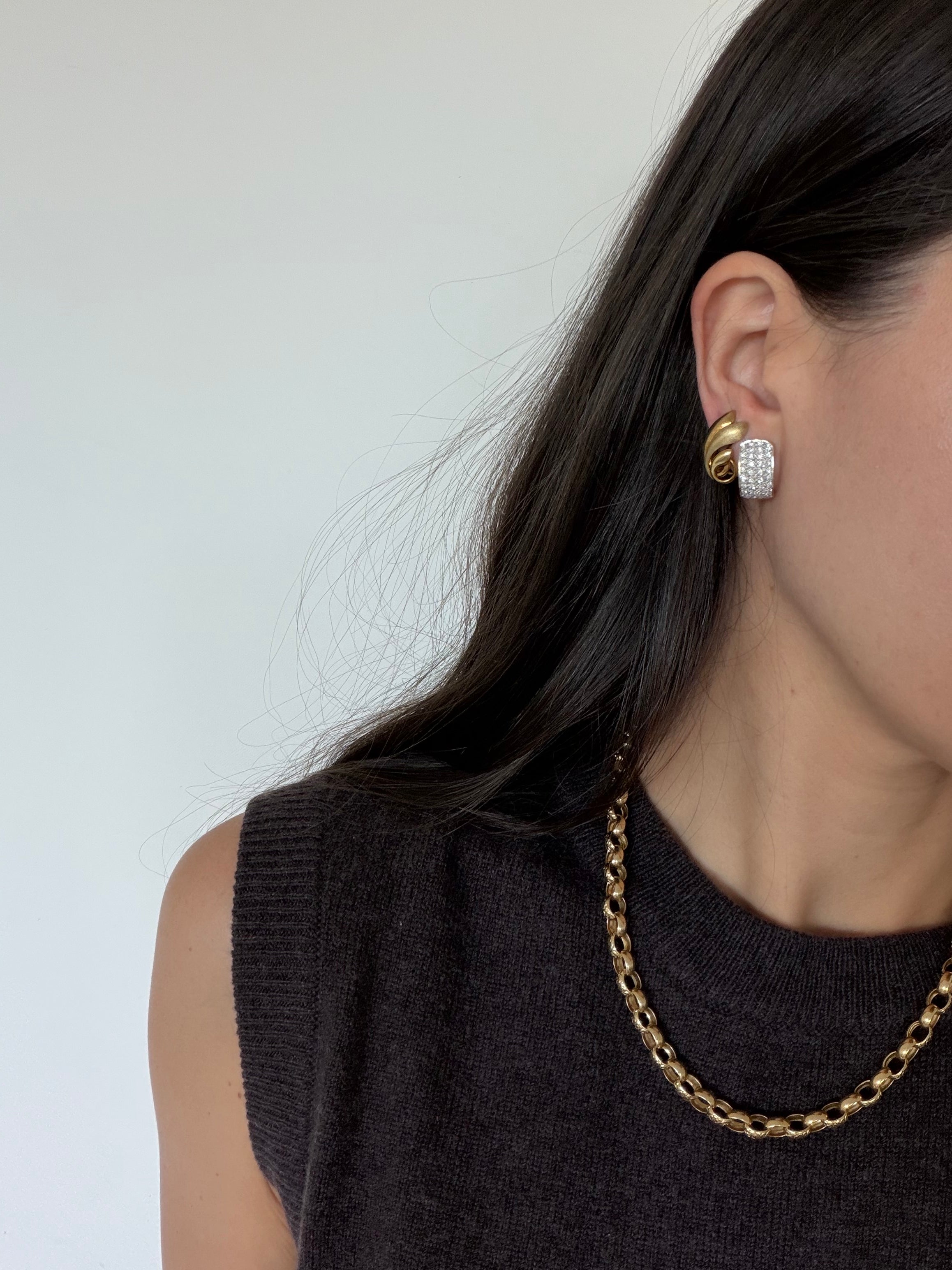 18ct gold and diamond pavé earrings