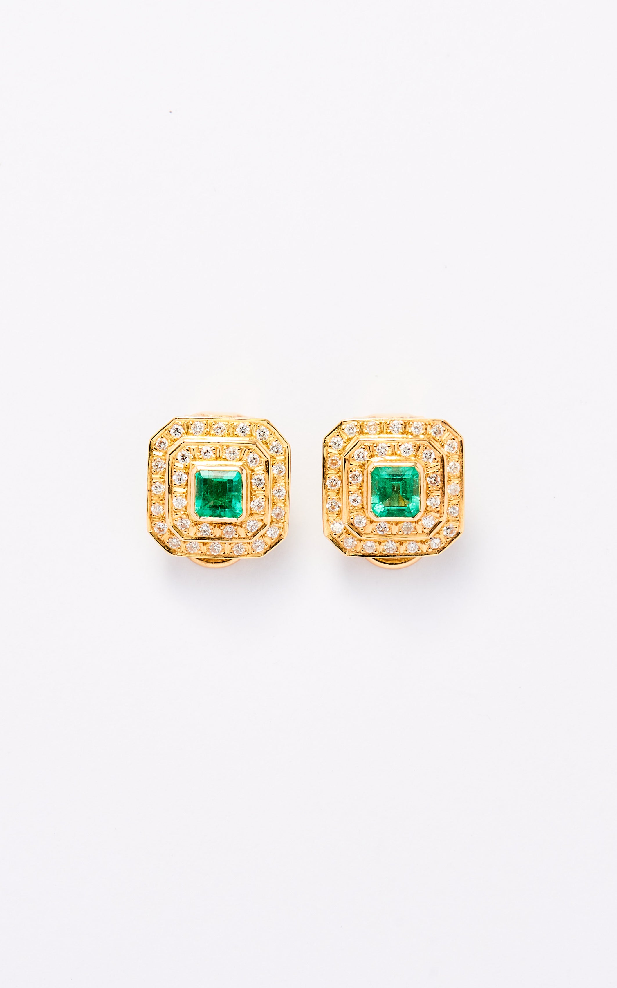 Vintage Emerald & Diamond Ear Clips