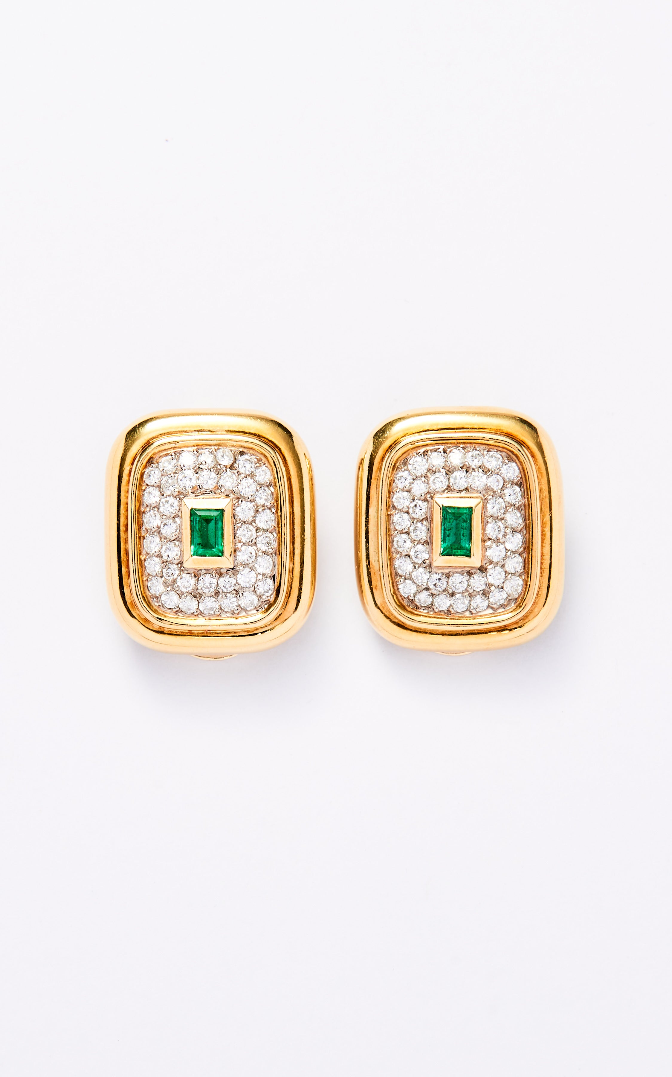 Vintage Emerald & Diamond Ear Clips