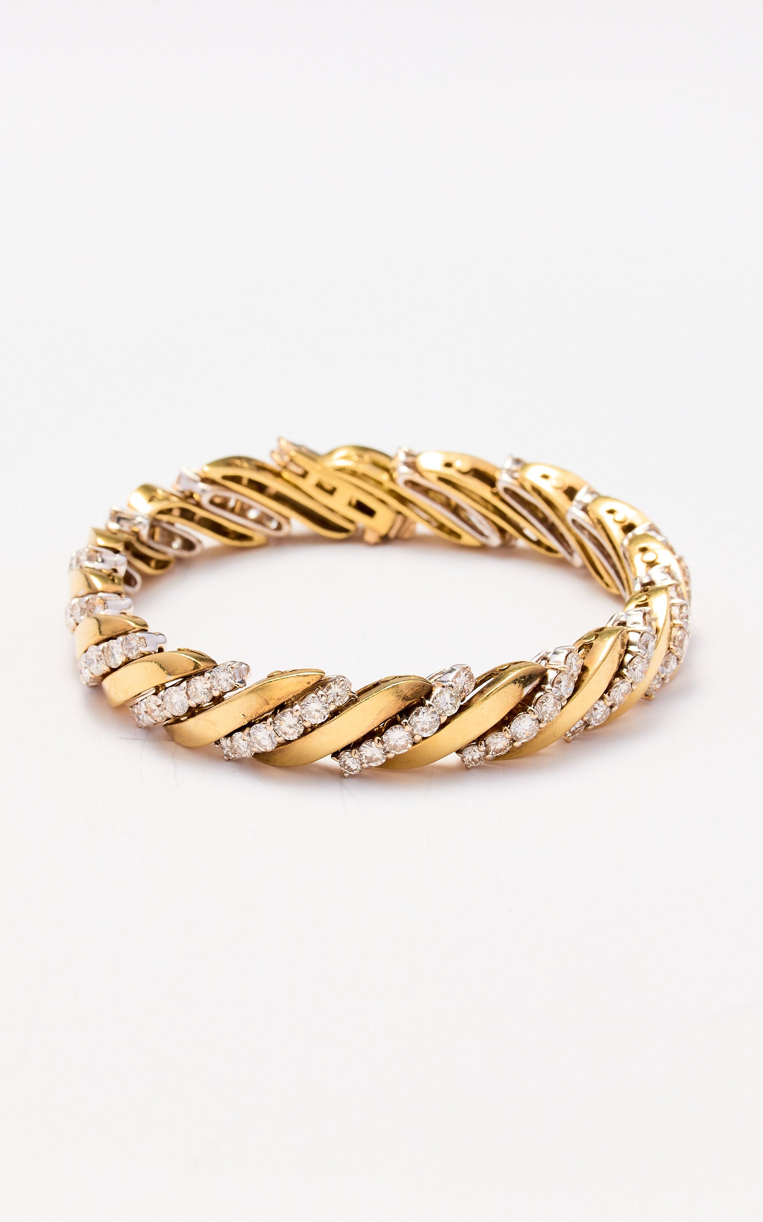 Vintage 18ct Gold and Diamond Barber Pole Bracelet