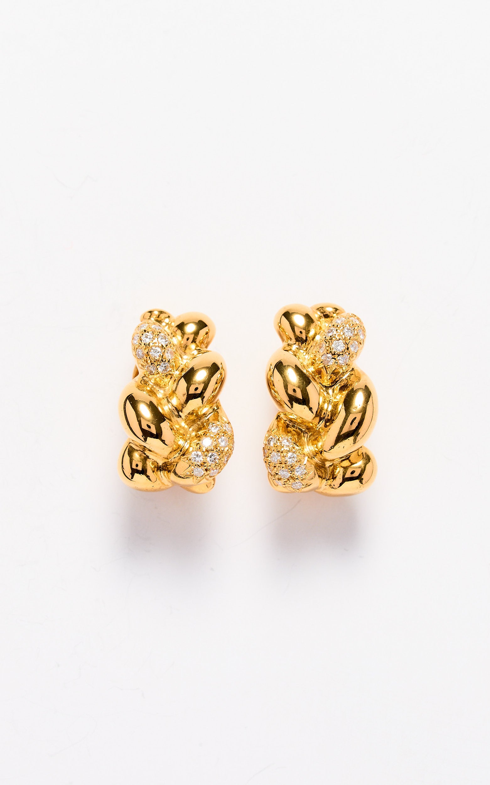 18ct gold and diamond braided earrings