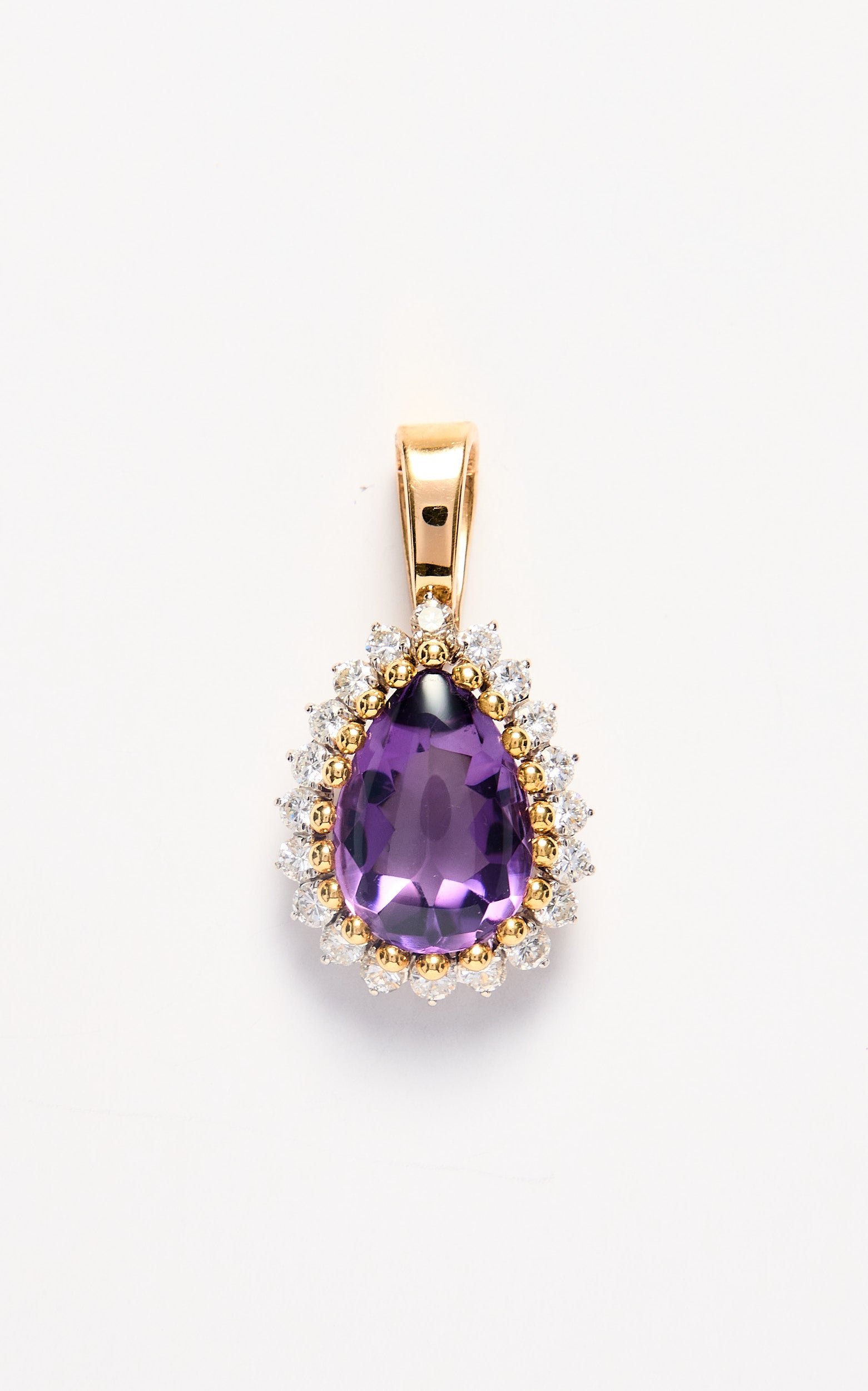 Vintage amethyst enhancer with diamonds in 14ct gold