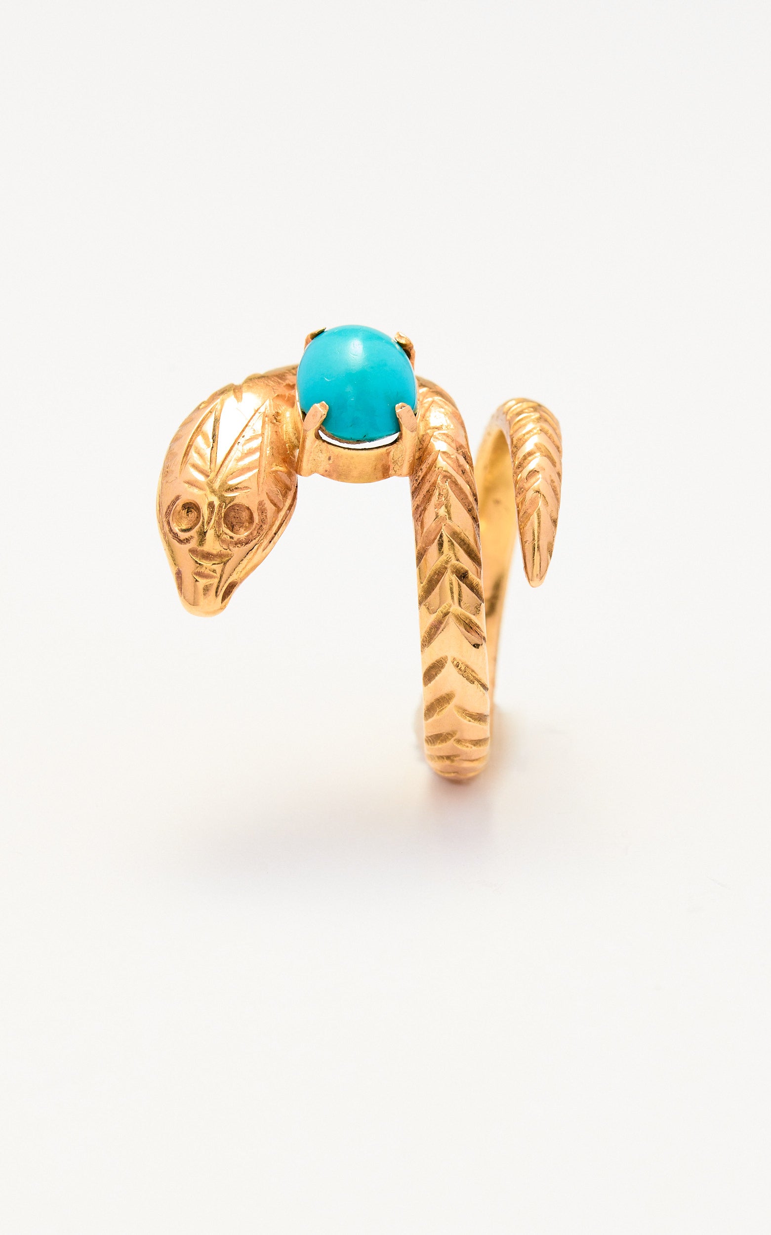 Vintage 18ct gold & turquoise serpent ring