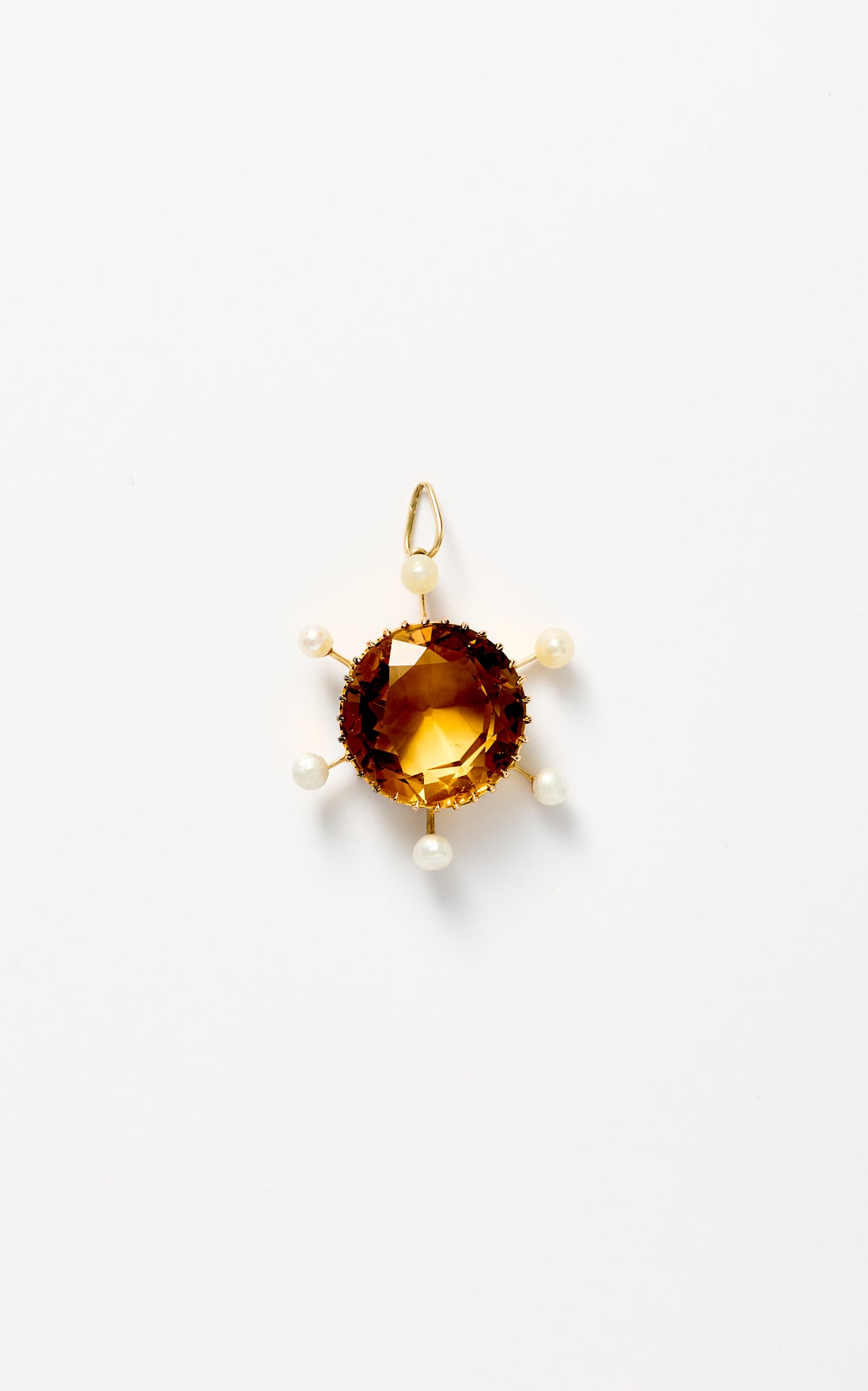 15ct gold & citrine pendant with seed pearls