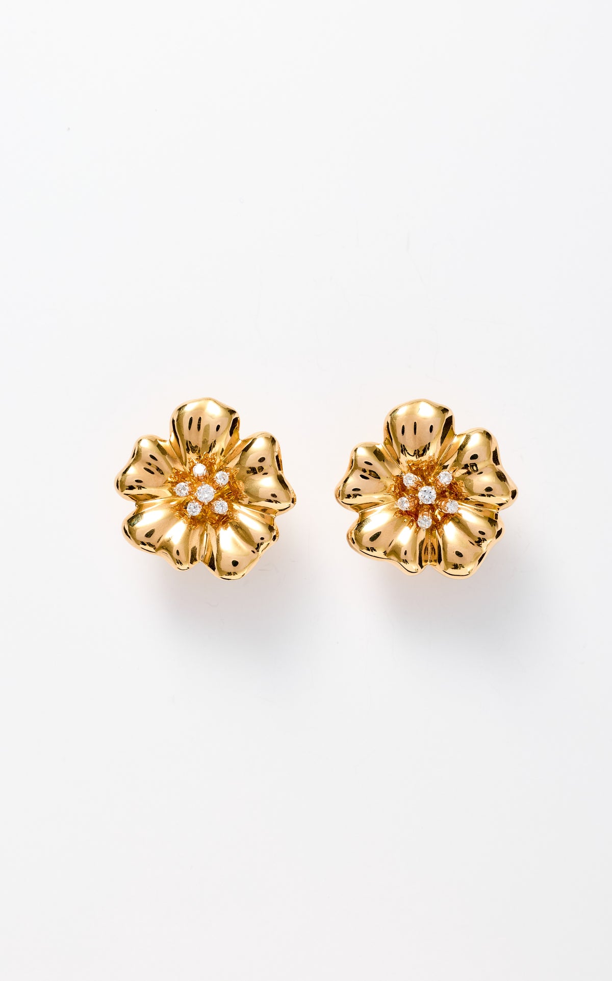 Tallarico 18ct gold & diamond flower earrings