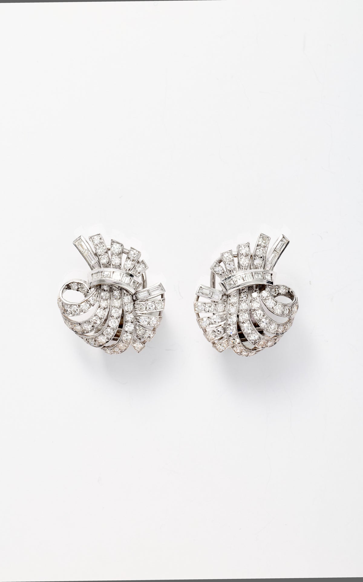 Platinum & diamond art deco ear clips