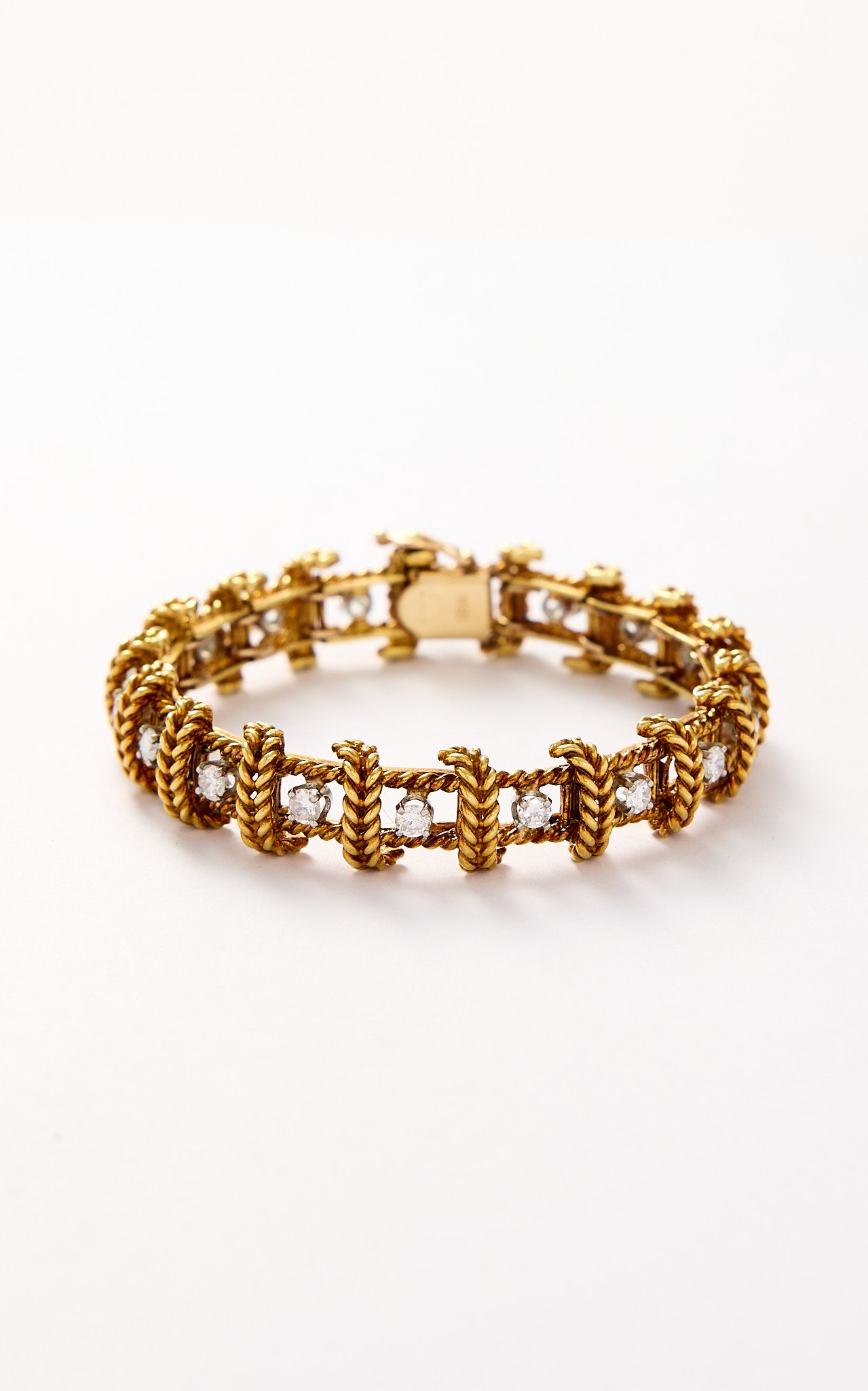 Vintage 18ct gold & diamond rope bracelet