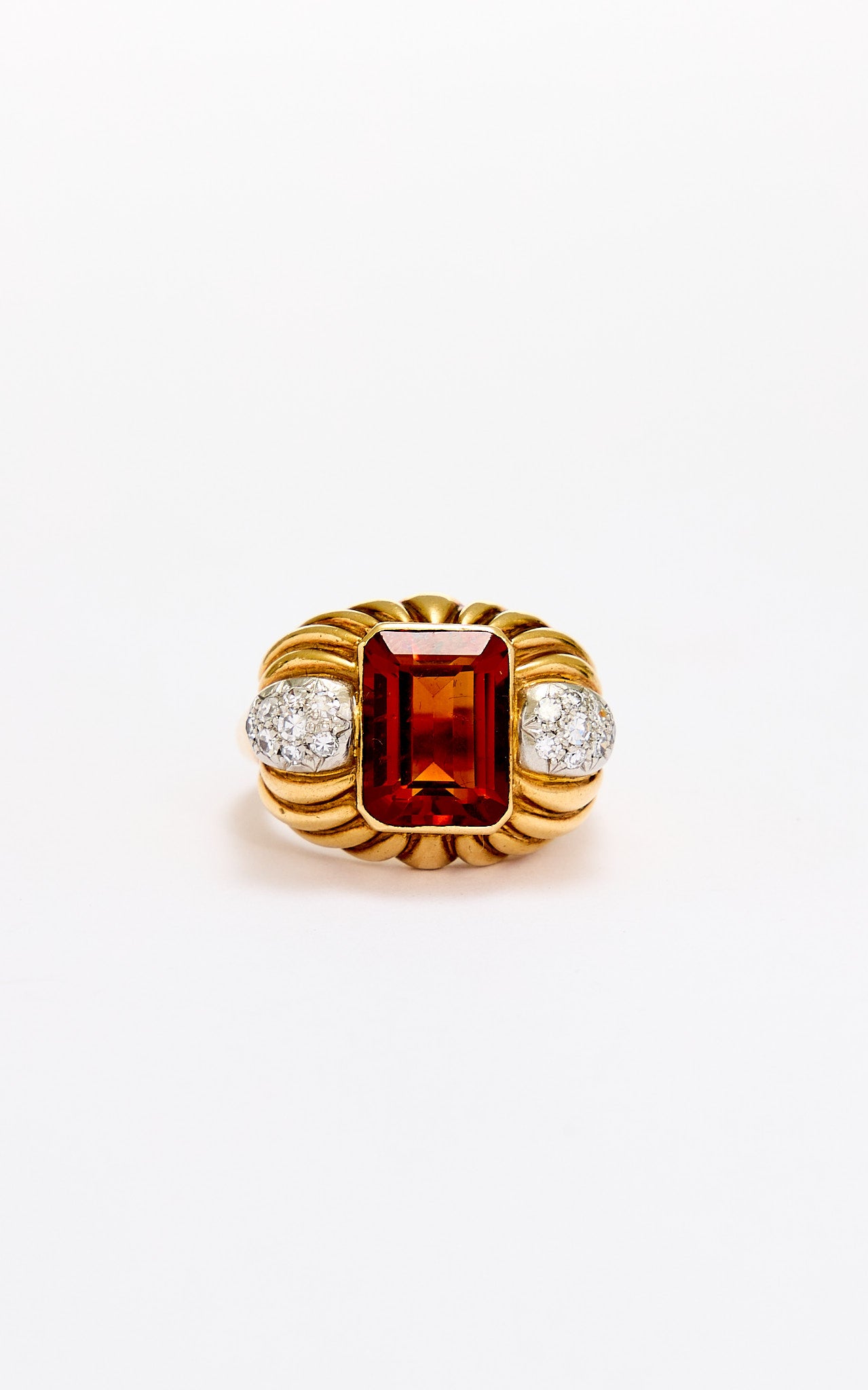Vintage 18ct gold, citrine & diamond cocktail ring