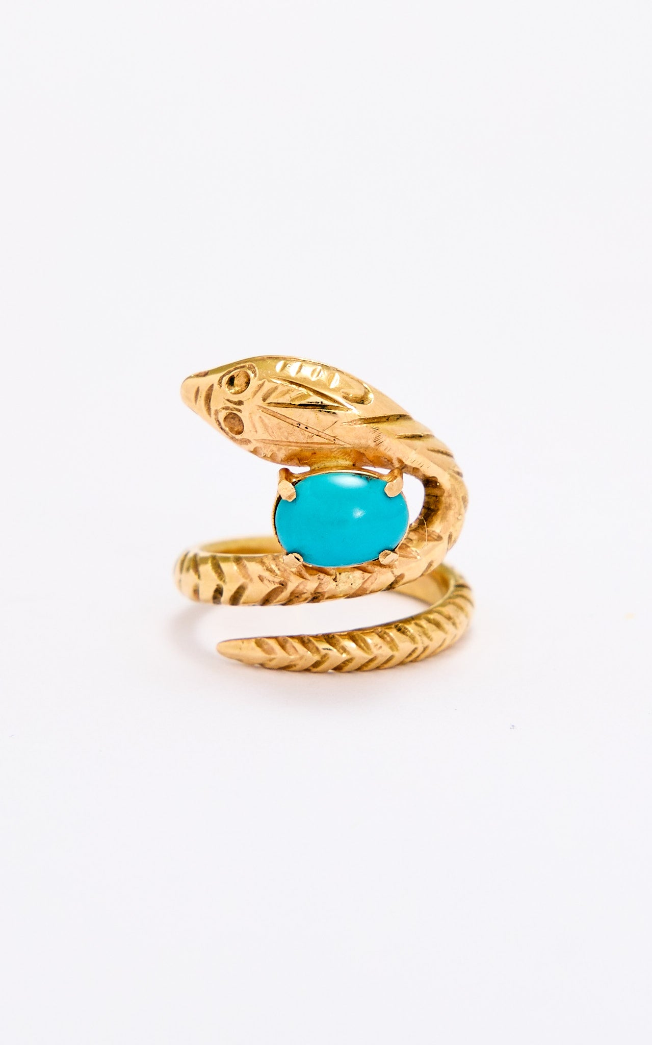 Vintage 18ct gold & turquoise serpent ring