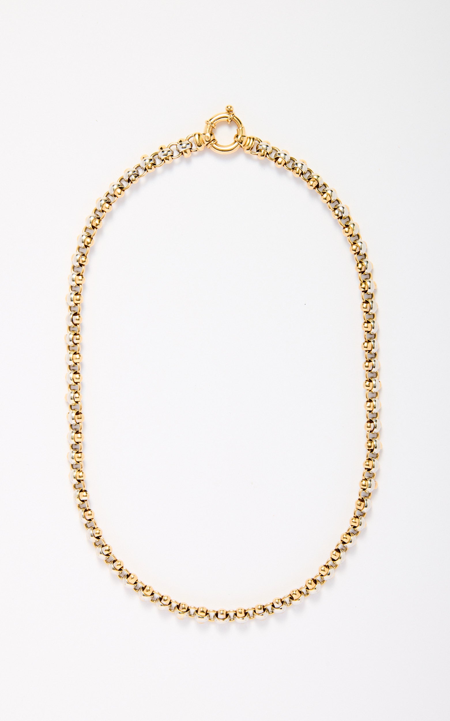Vintage 9ct Gold Two Tone Necklace with Bolt Clasp