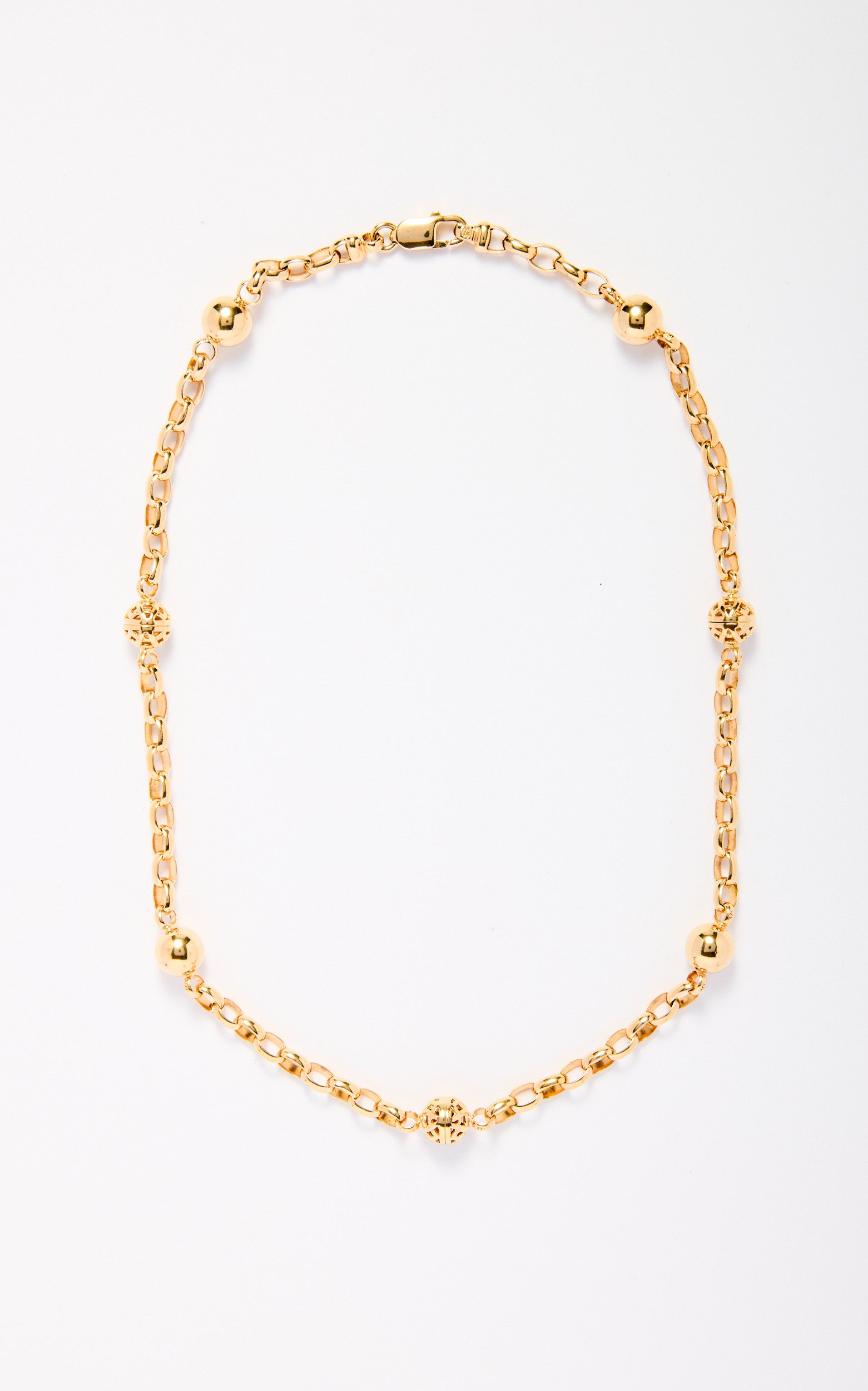 Vintage 9ct Gold Fancy Ball Link Necklace