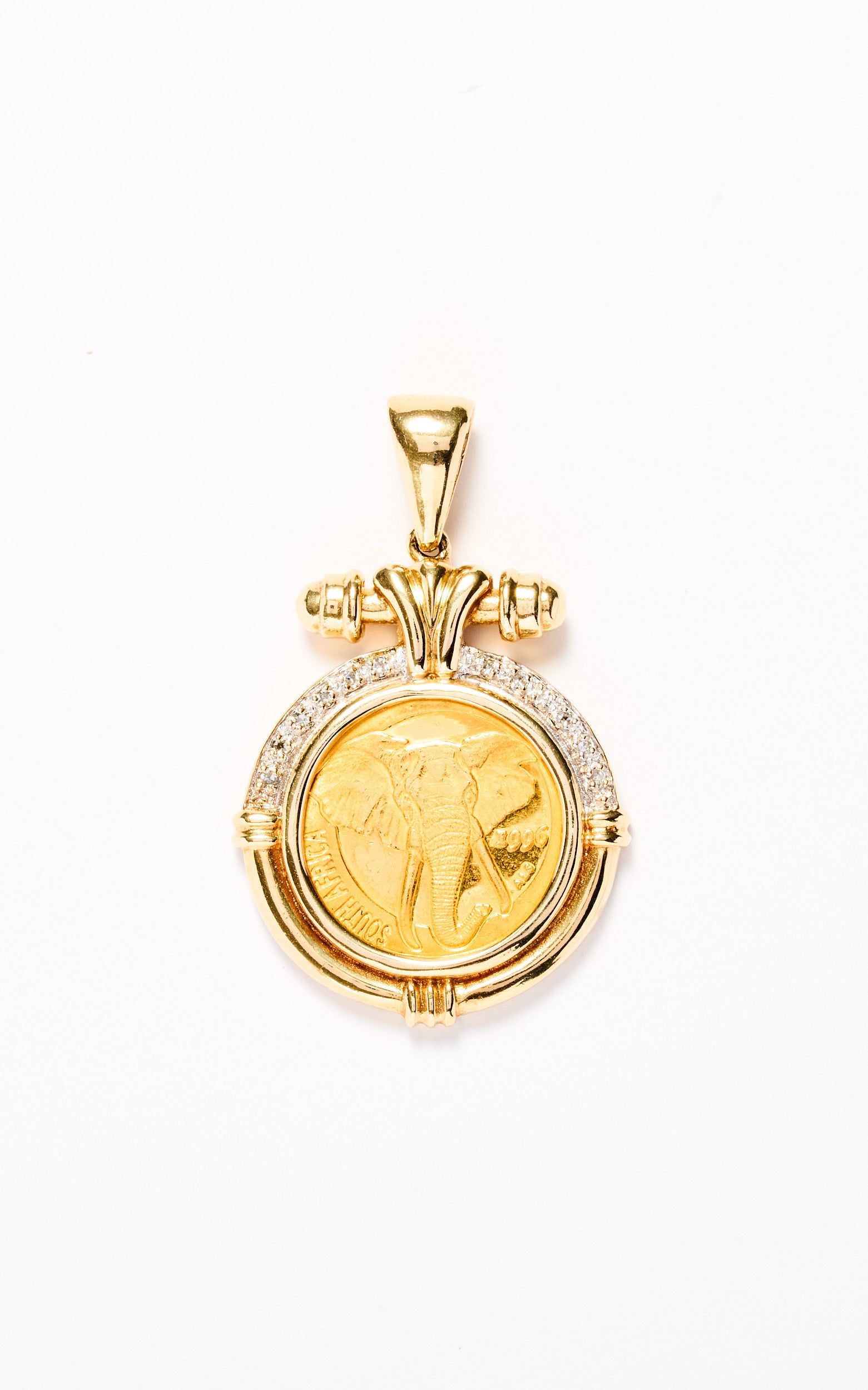 South African Coin in 9ct Mount with Diamonds