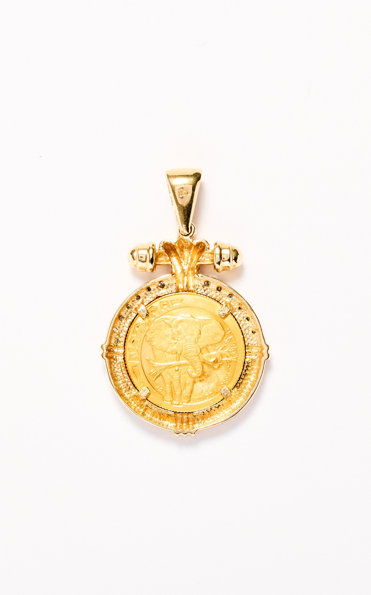 South African Coin in 9ct Mount with Diamonds