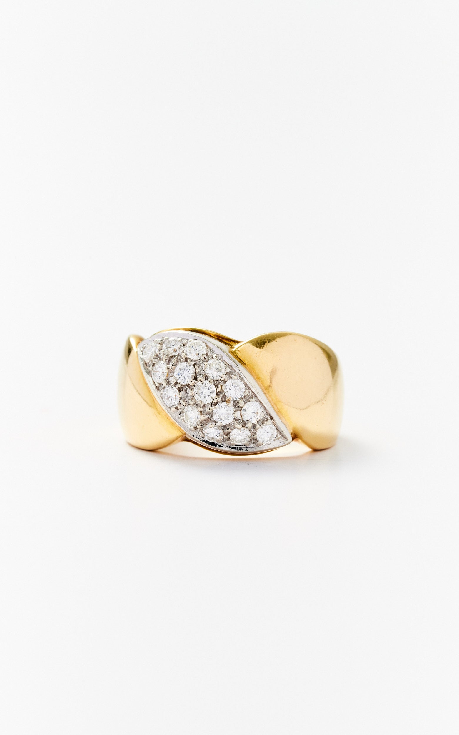Vintage 18ct Gold & 1ct Diamond Two Tone Twist Ring