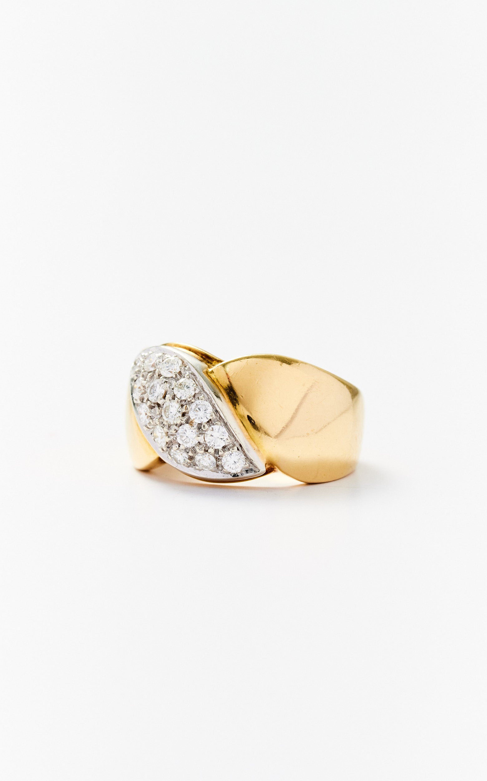Vintage 18ct Gold & 1ct Diamond Two Tone Twist Ring