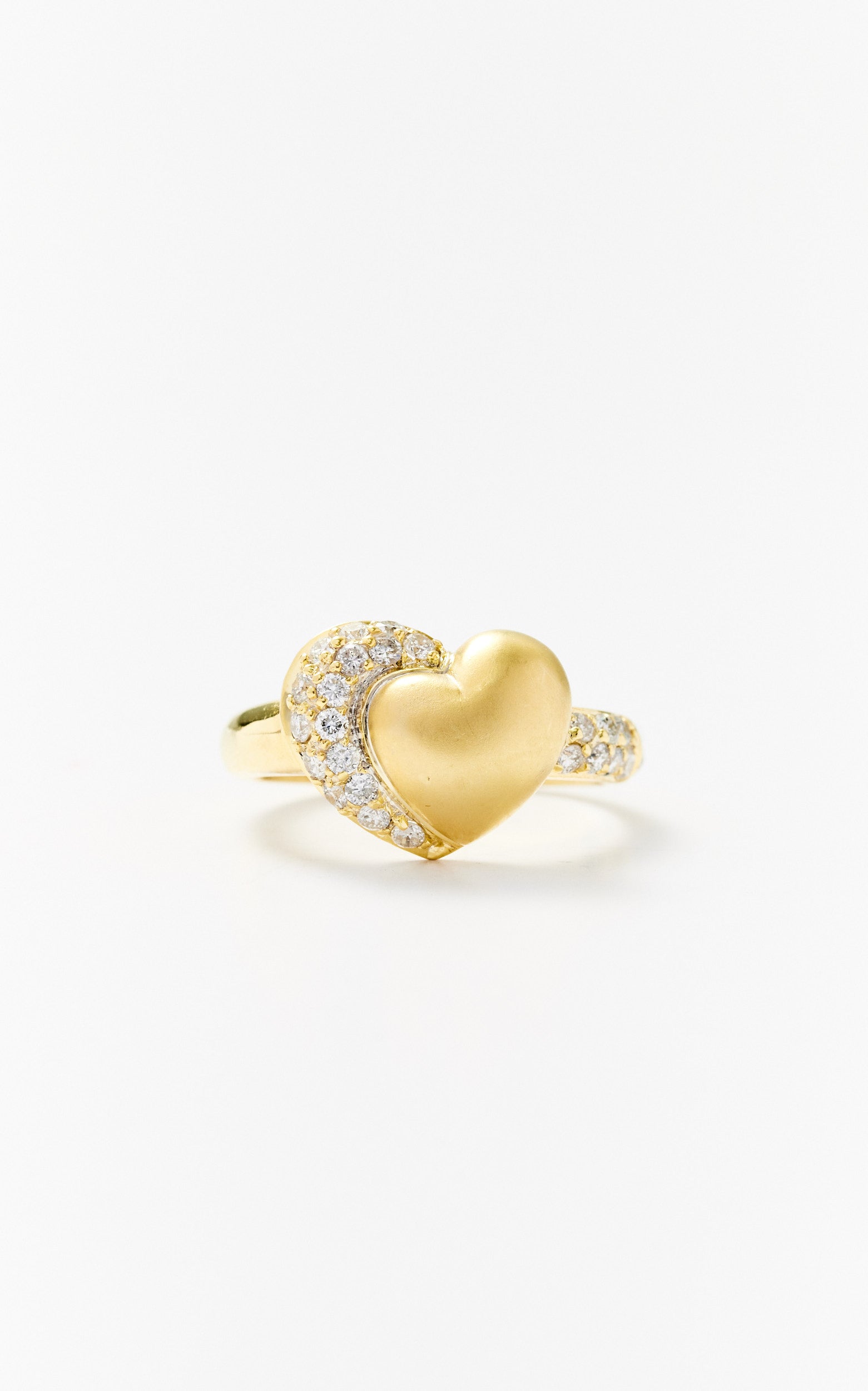 Vintage 14ct gold & diamond double heart ring