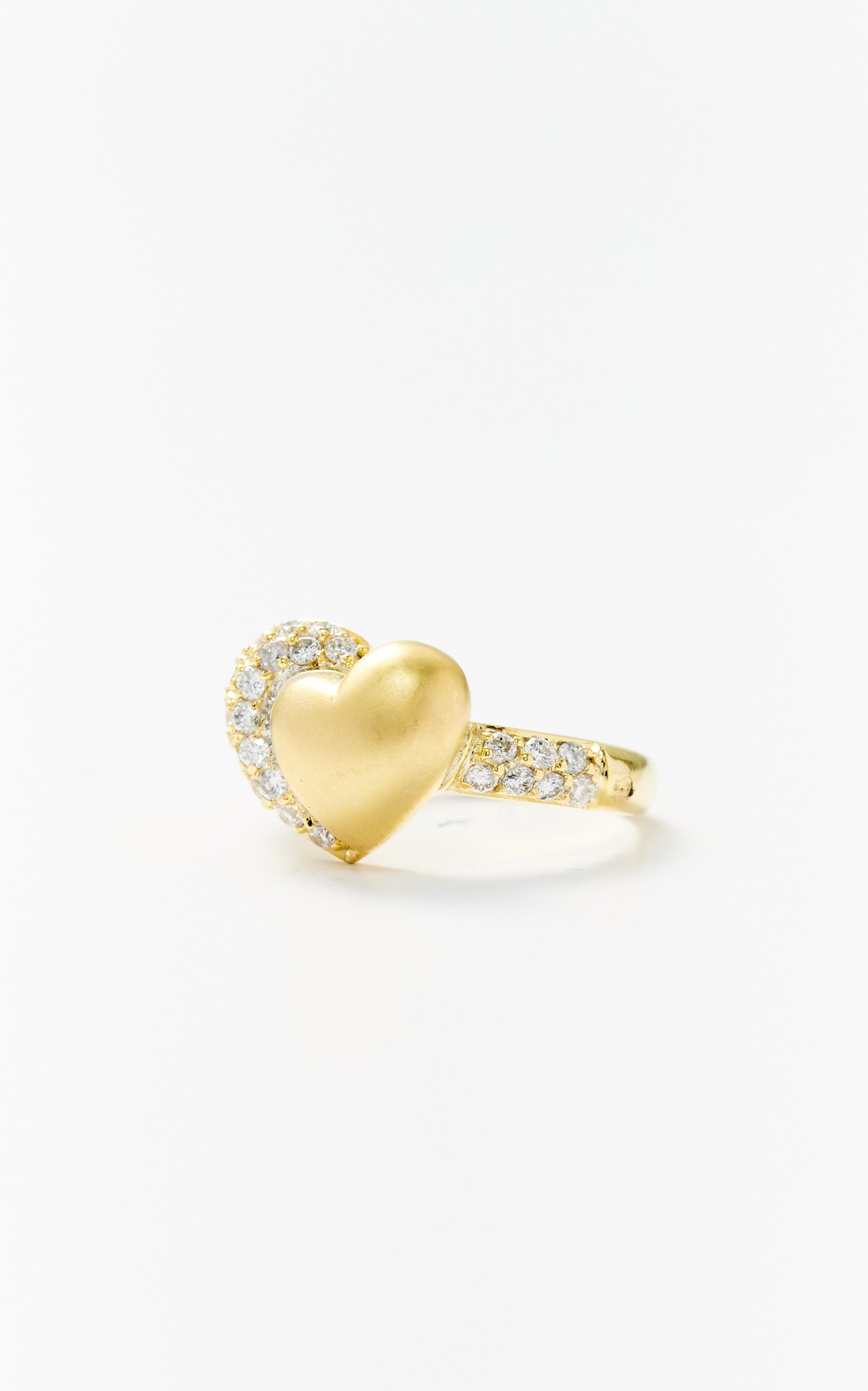 Vintage 14ct gold & diamond double heart ring