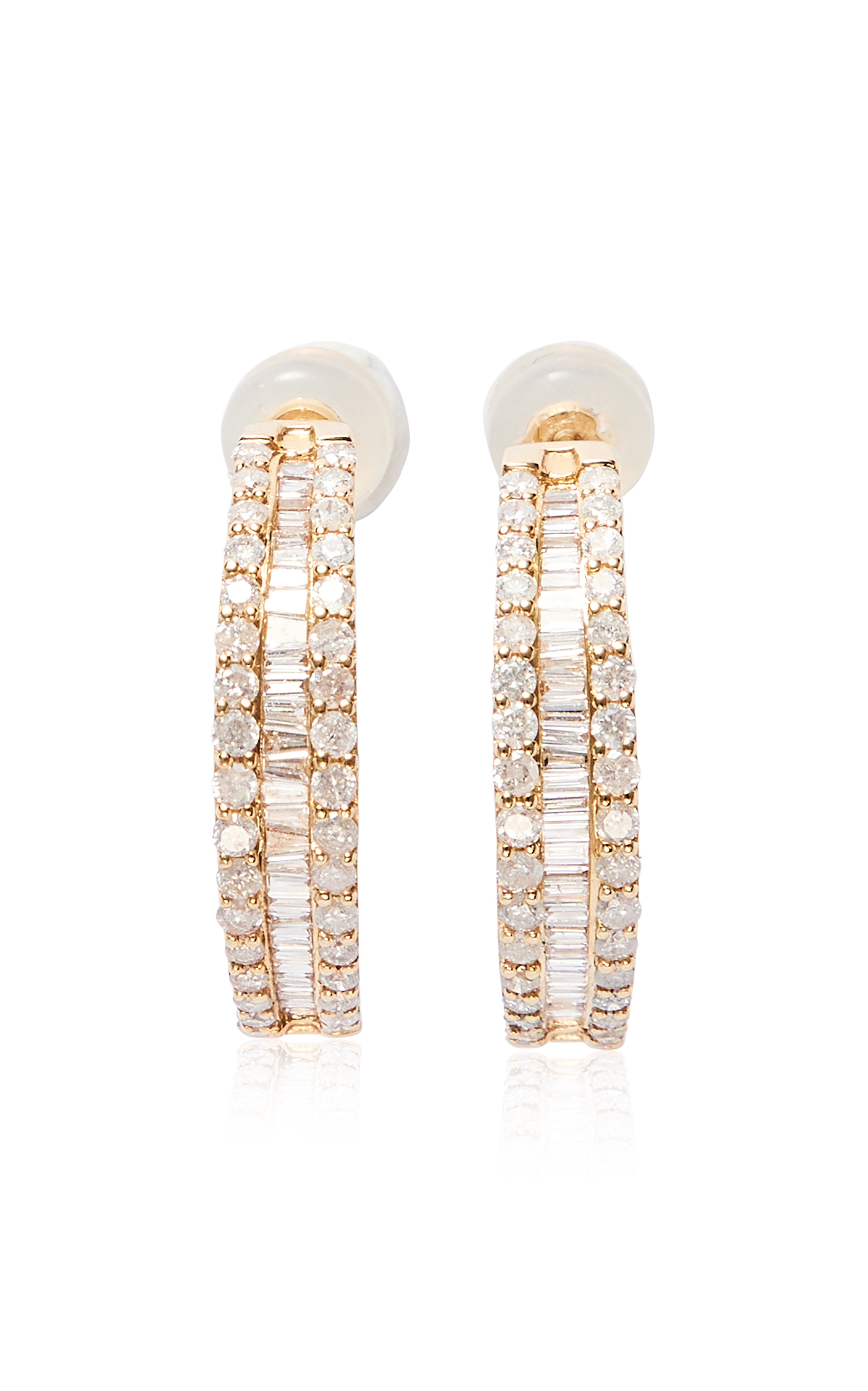 Vintage 18ct Gold Diamond Half Hoop Earrings