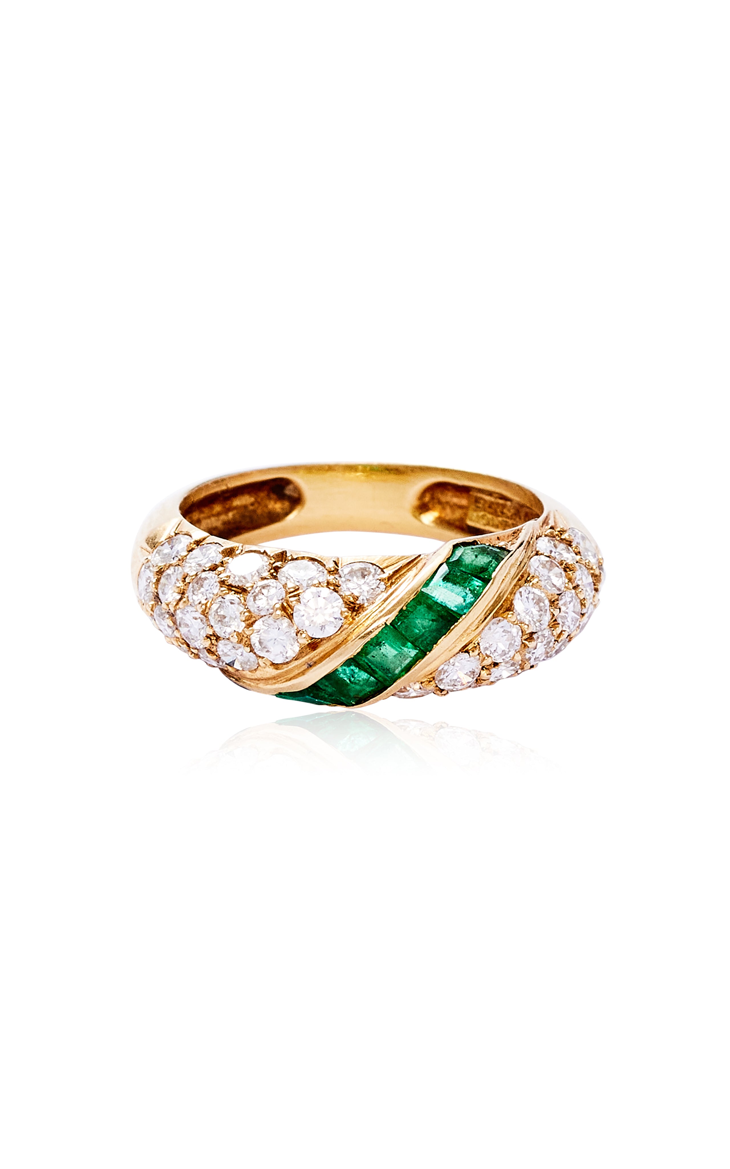 Vintage French Diamond & Emerald Ring