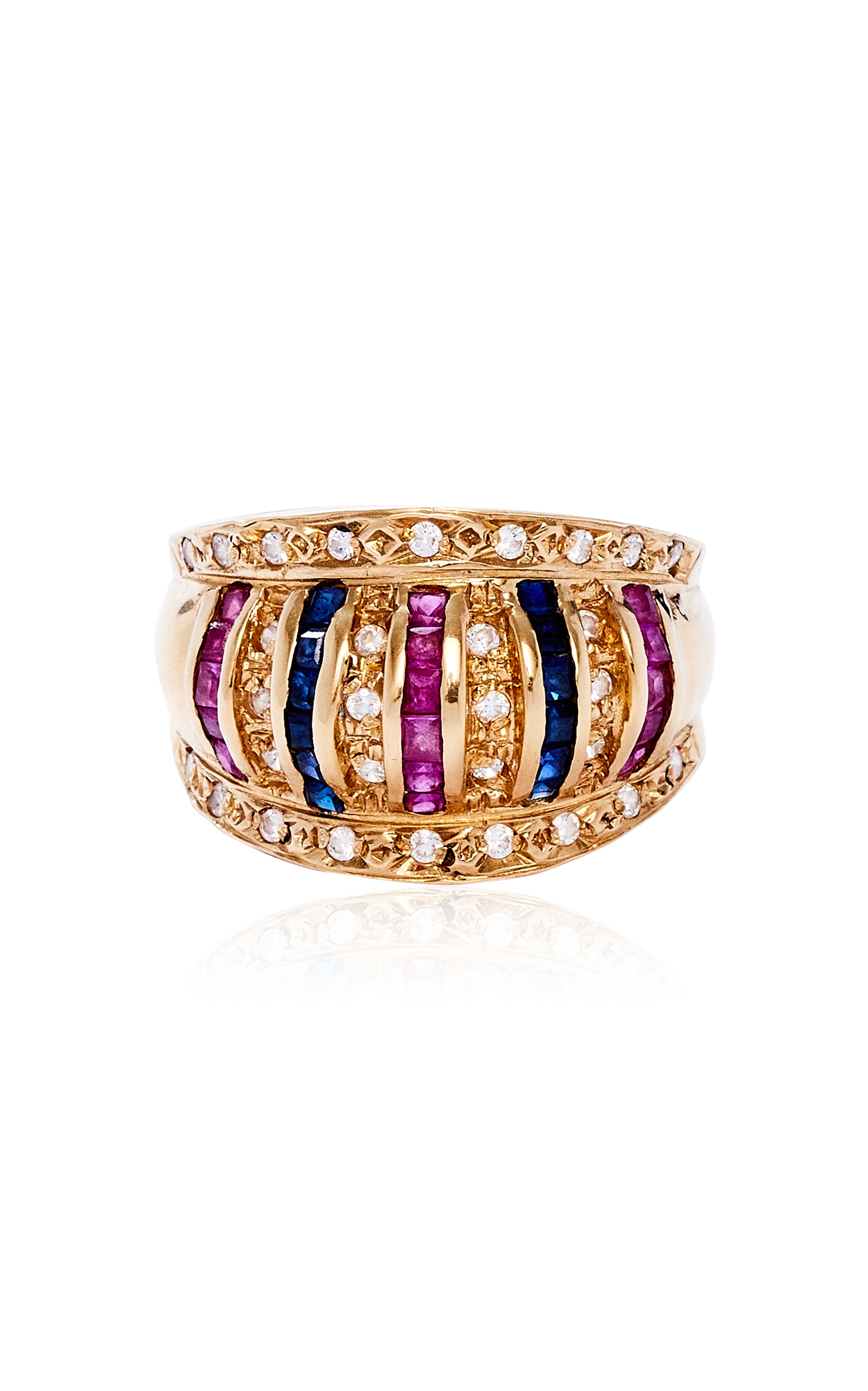 Vintage 18ct Gold, Diamond, Sapphire & Ruby Ring